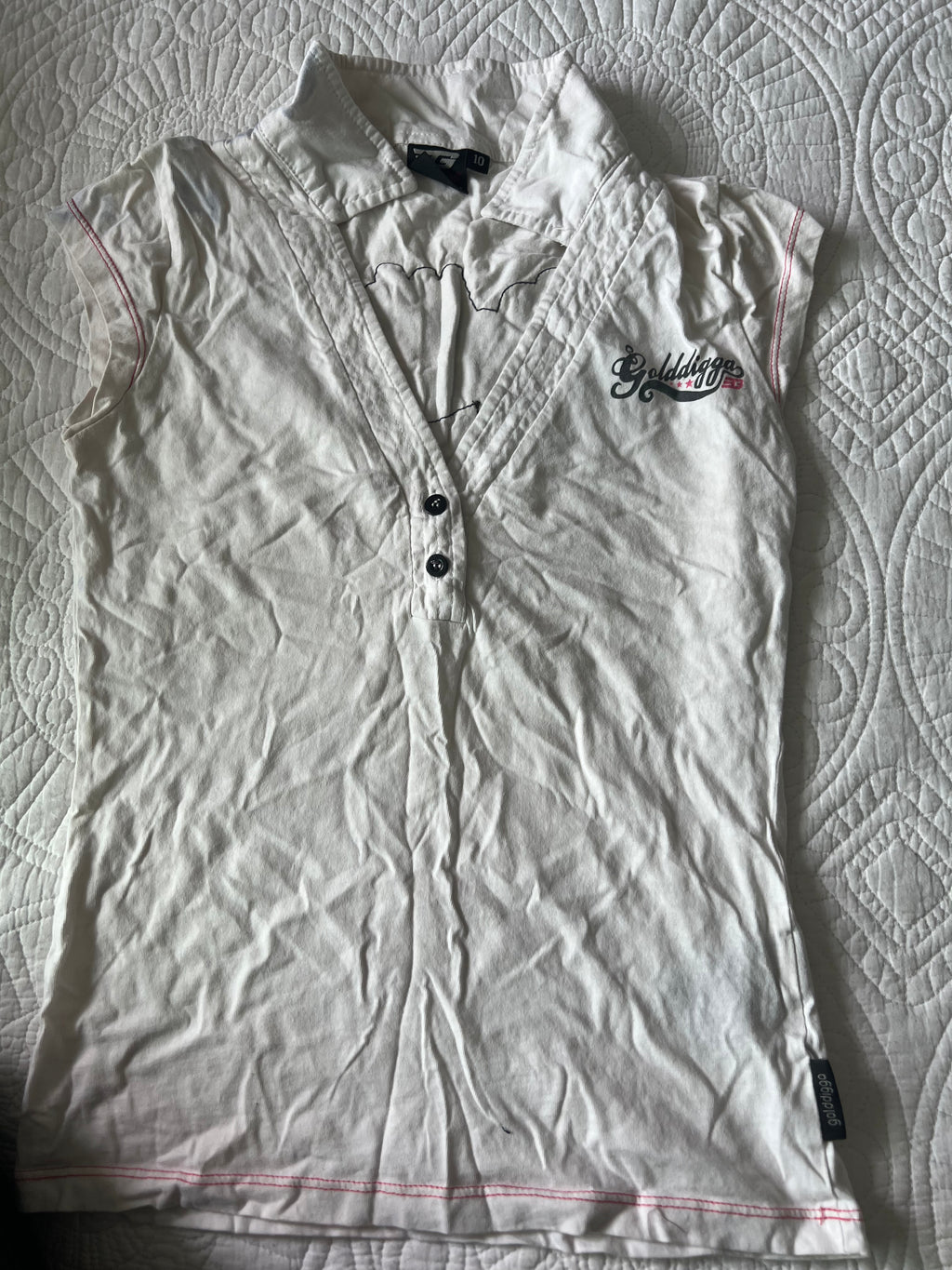 White G-star t-shirt with collar