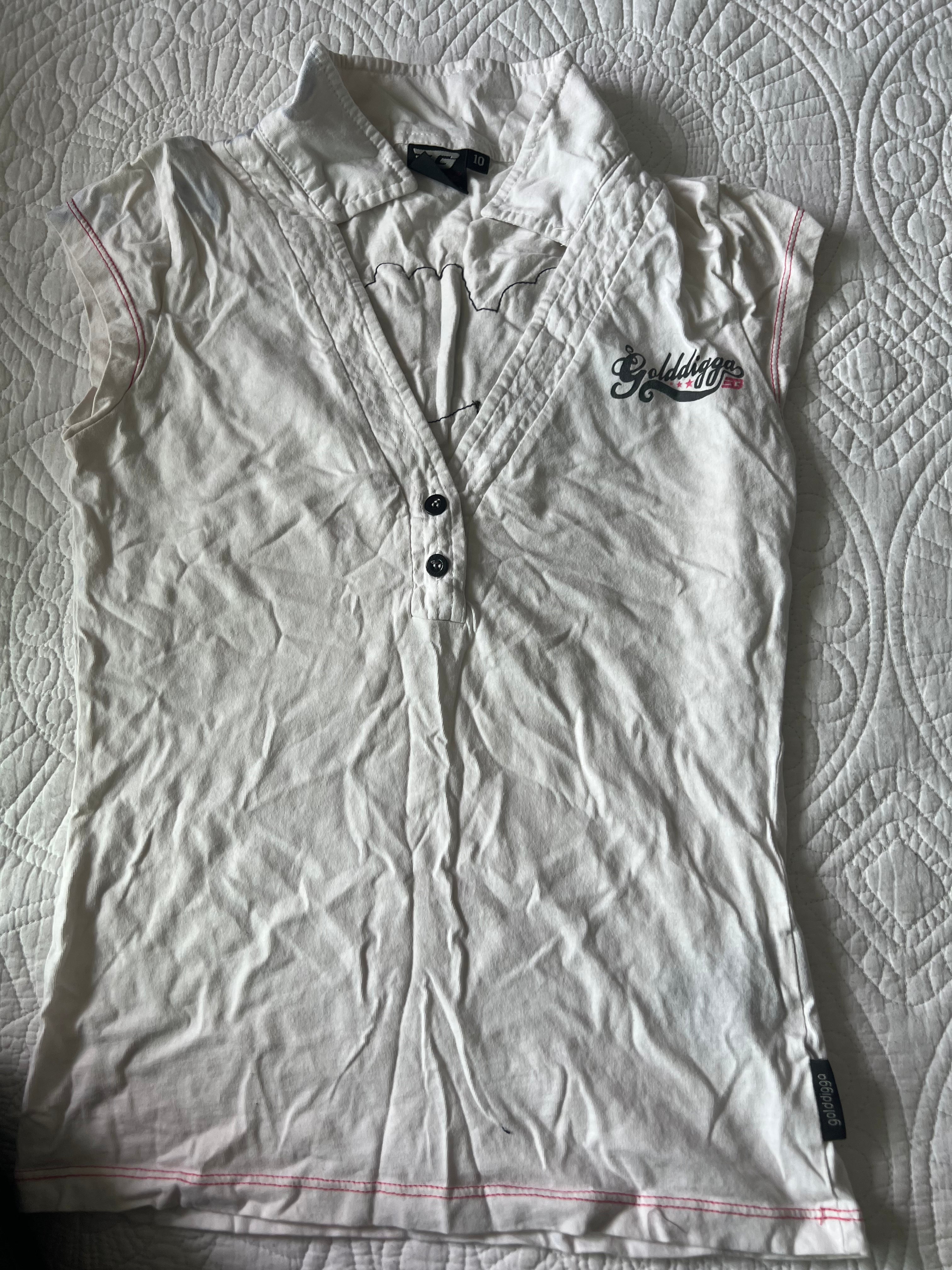White G-star t-shirt with collar