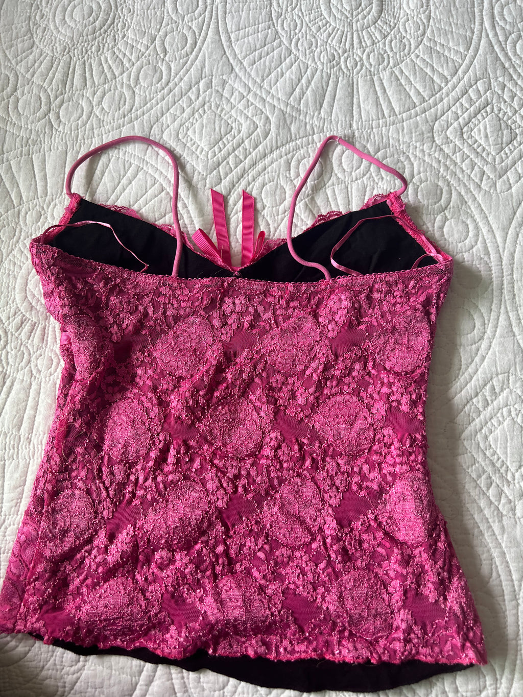 Pink lace top with spaghetti straps