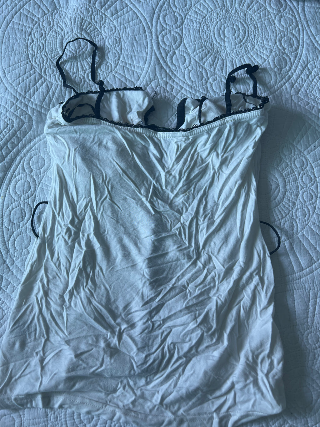 White & black top with hooks & jewels, Padded bra area