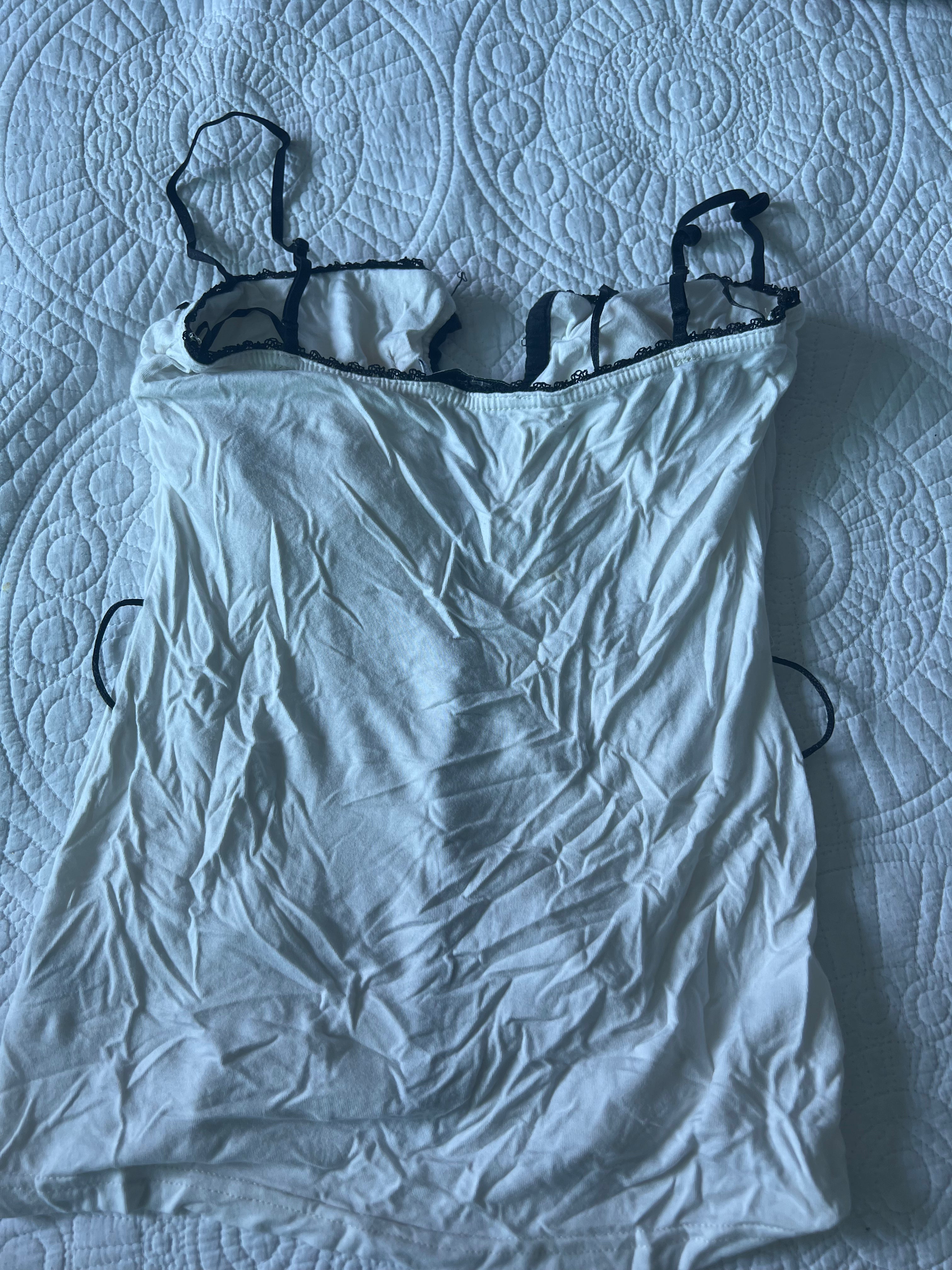 White & black top with hooks & jewels, Padded bra area