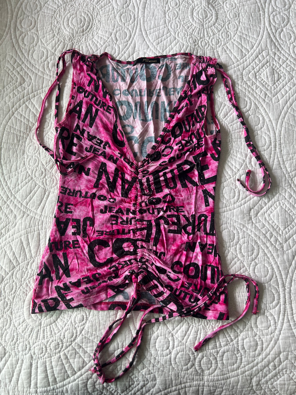 Pink drawstring crop top, Size 8, Worn a few times, Good condition