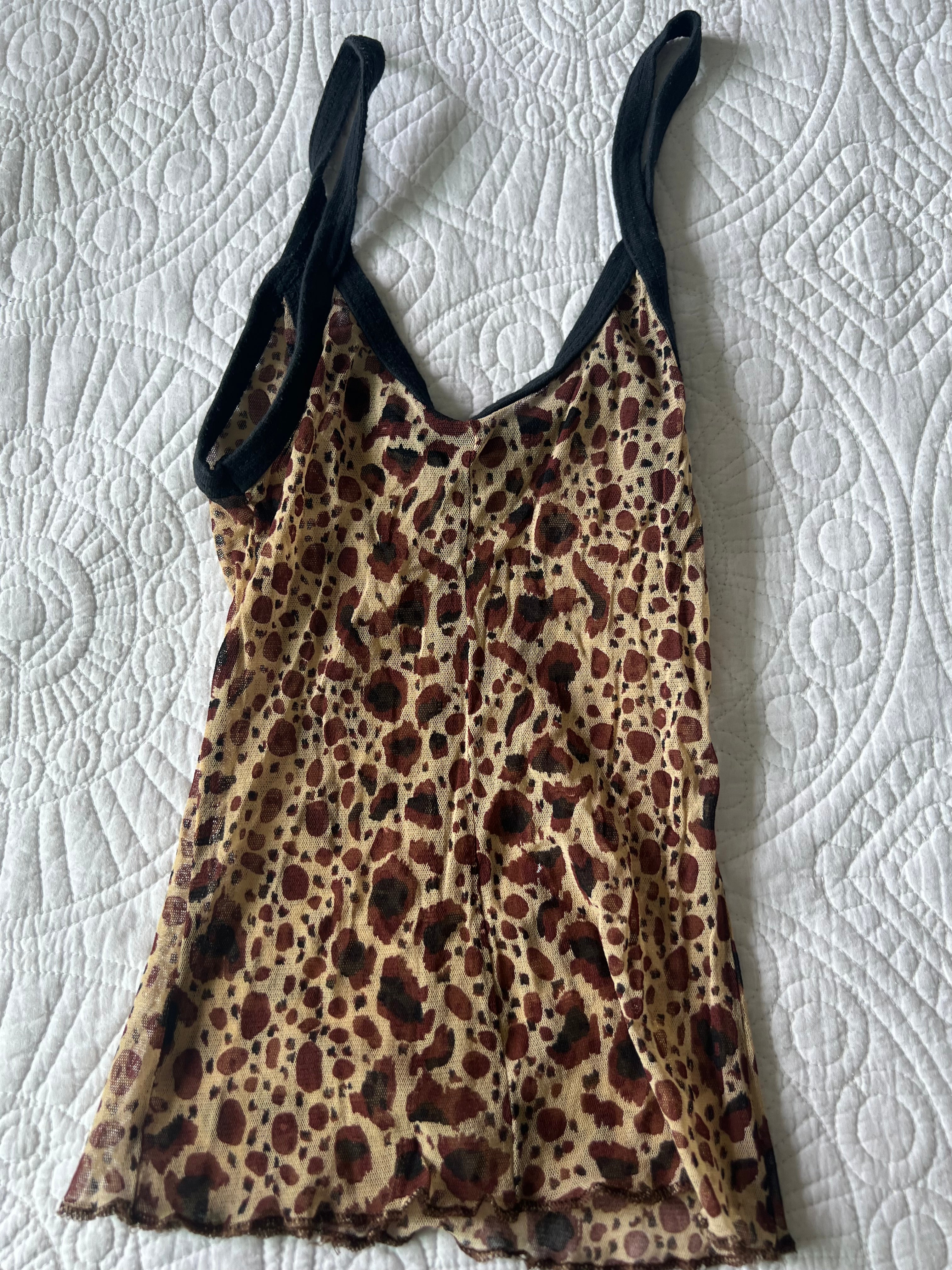 Leopard print mesh crop top