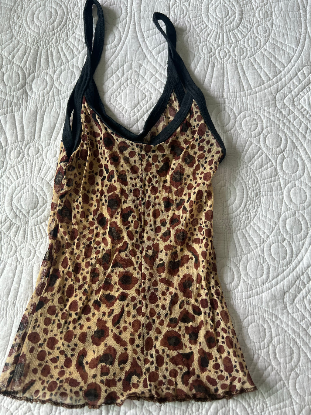 Leopard print mesh crop top