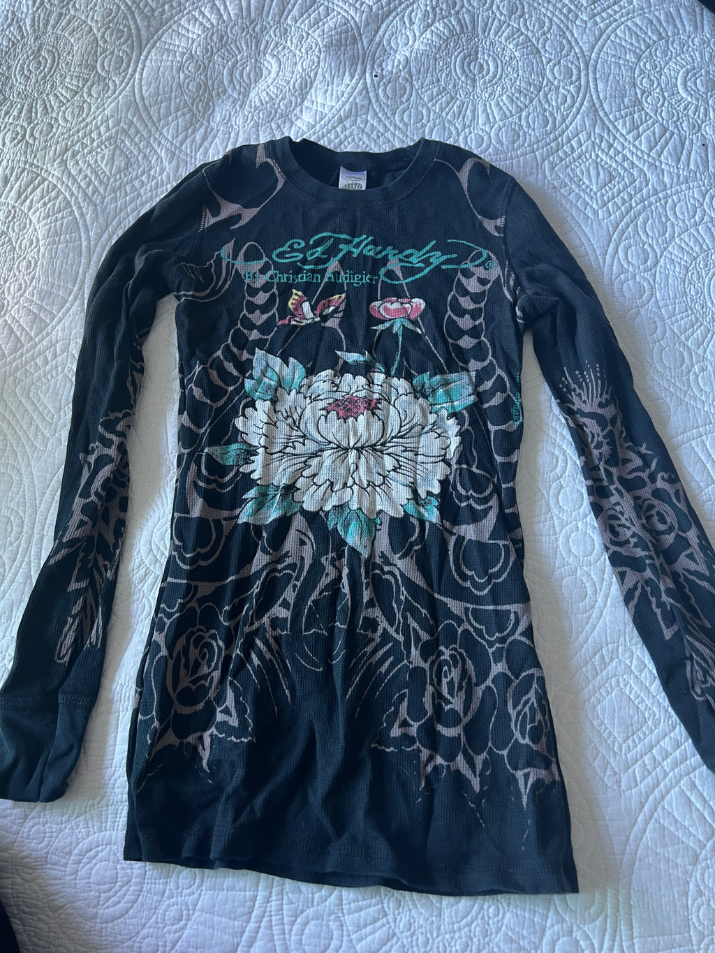 Ed hardy long sleeve black t-shirt dress