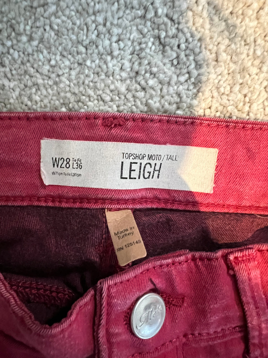 Topshop red jeans