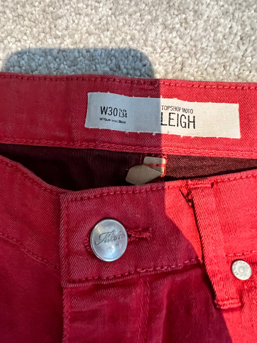Topshop red jeans