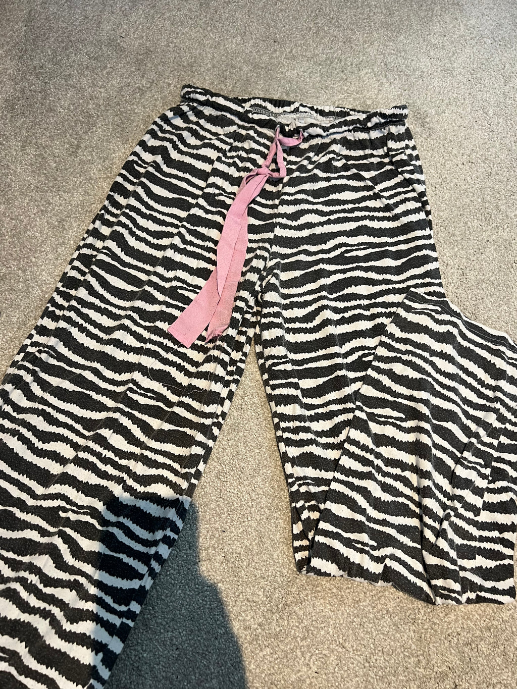 Zebra print pajama bottoms