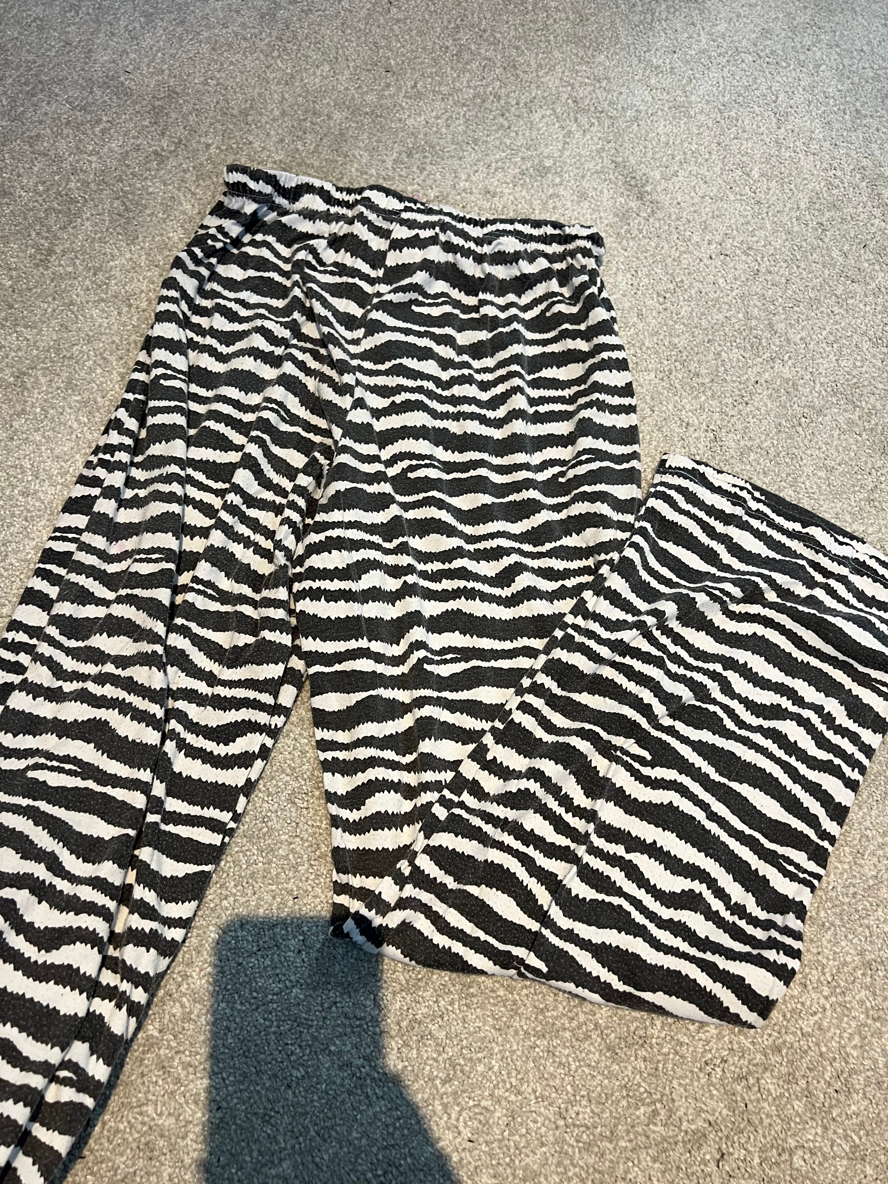 Zebra print pajama bottoms