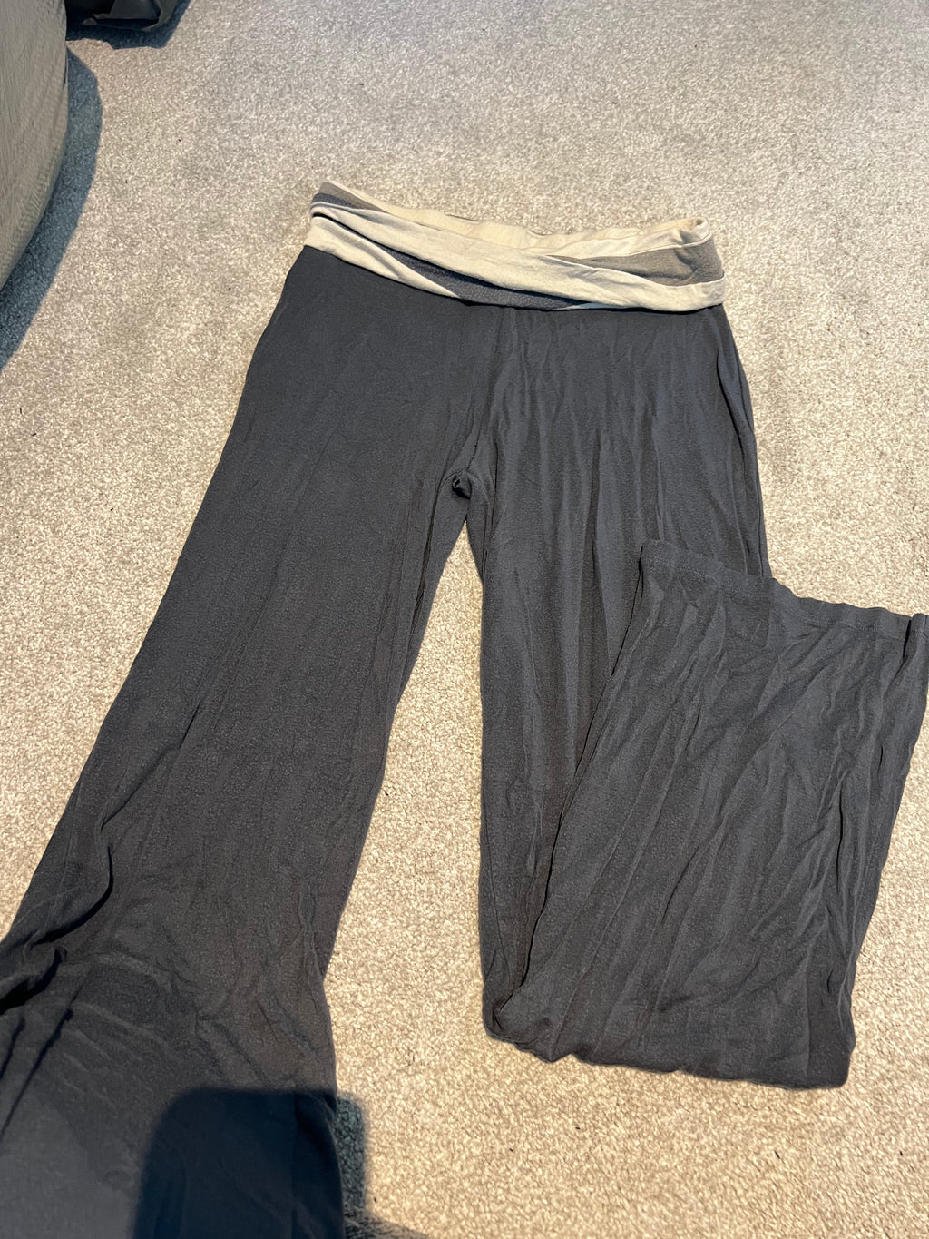 Grey flared trousers