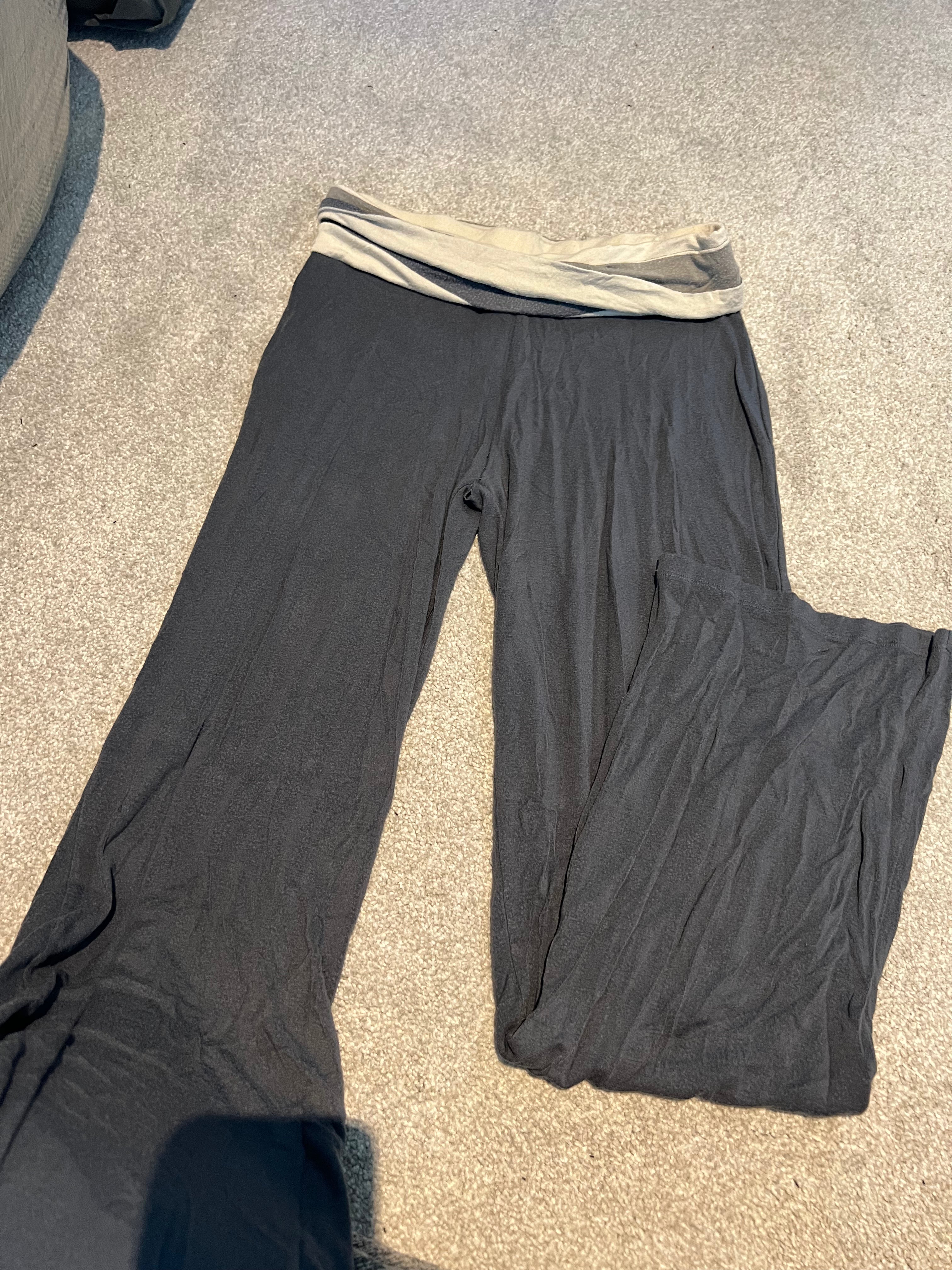 Grey flared trousers