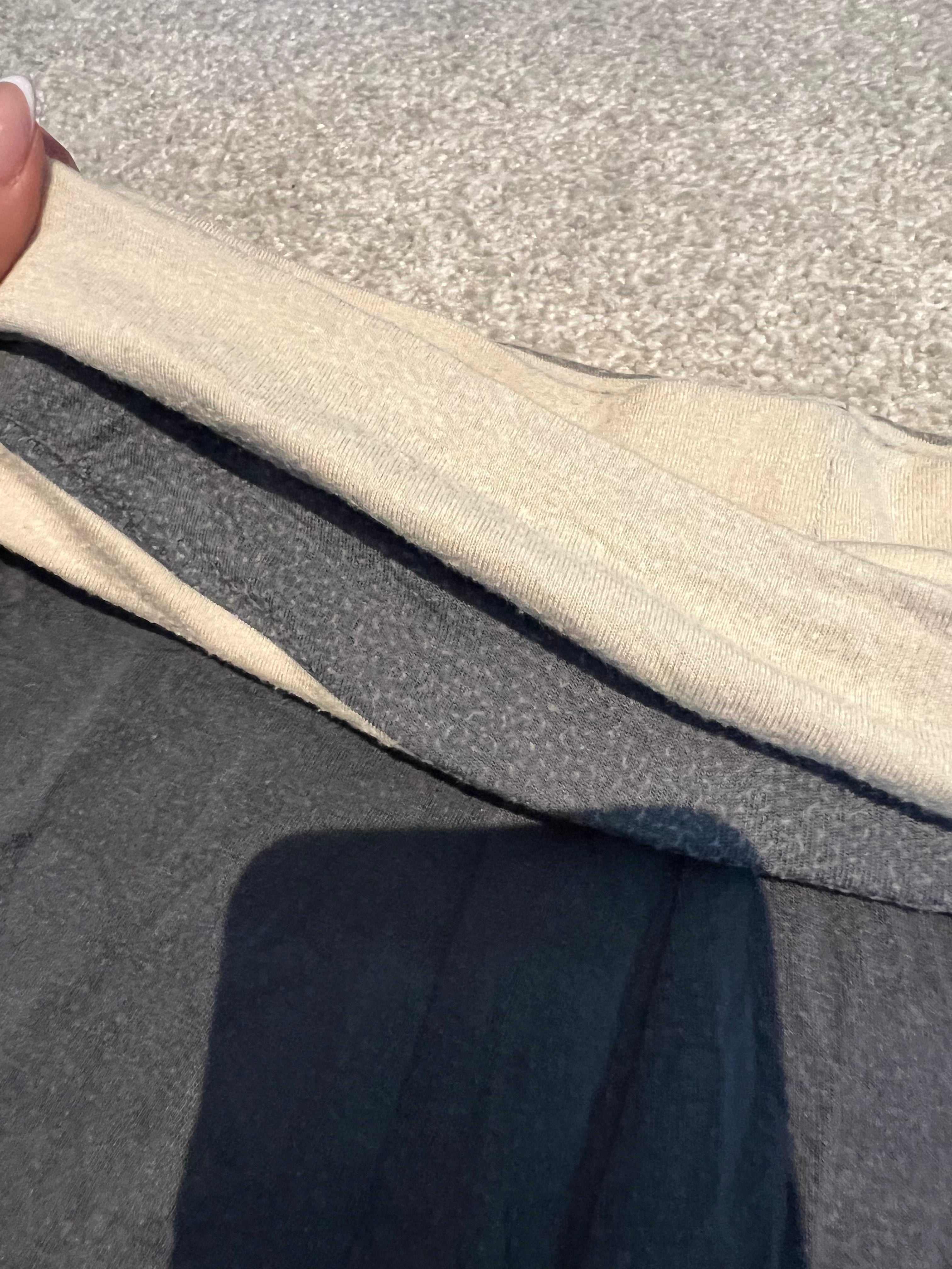 Grey flared trousers