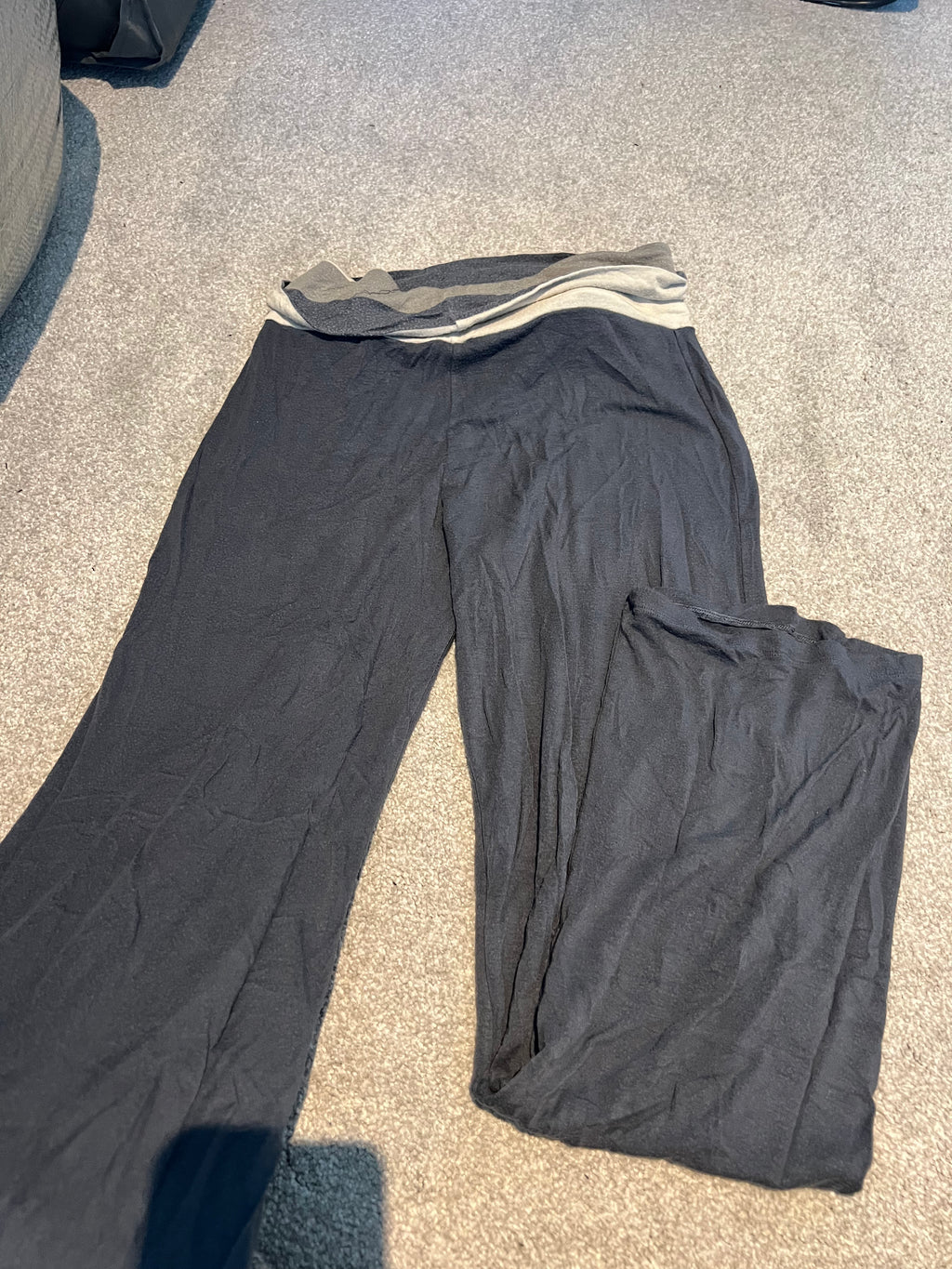 Grey flared trousers