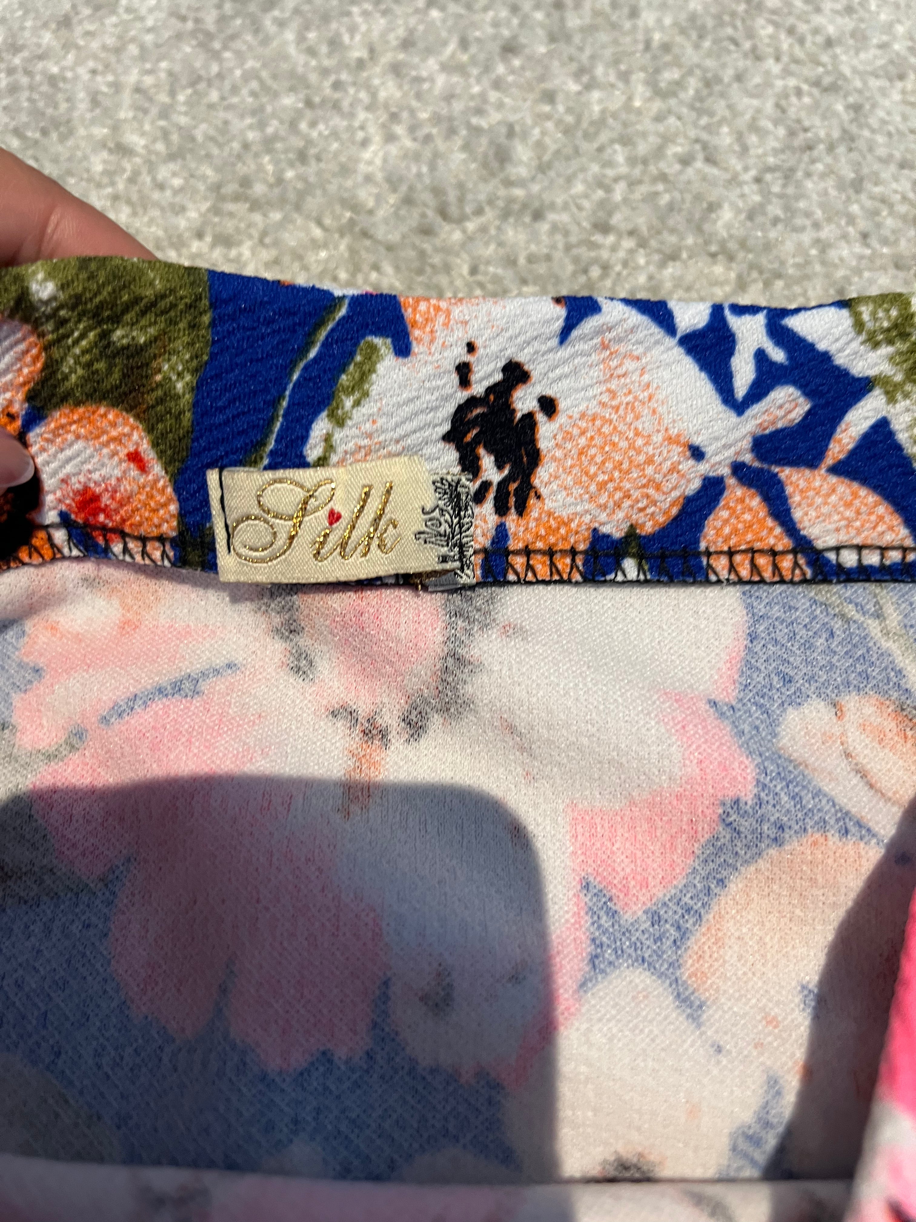 Silk flower print skirt