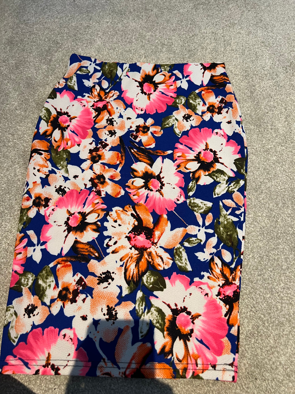 Silk flower print skirt
