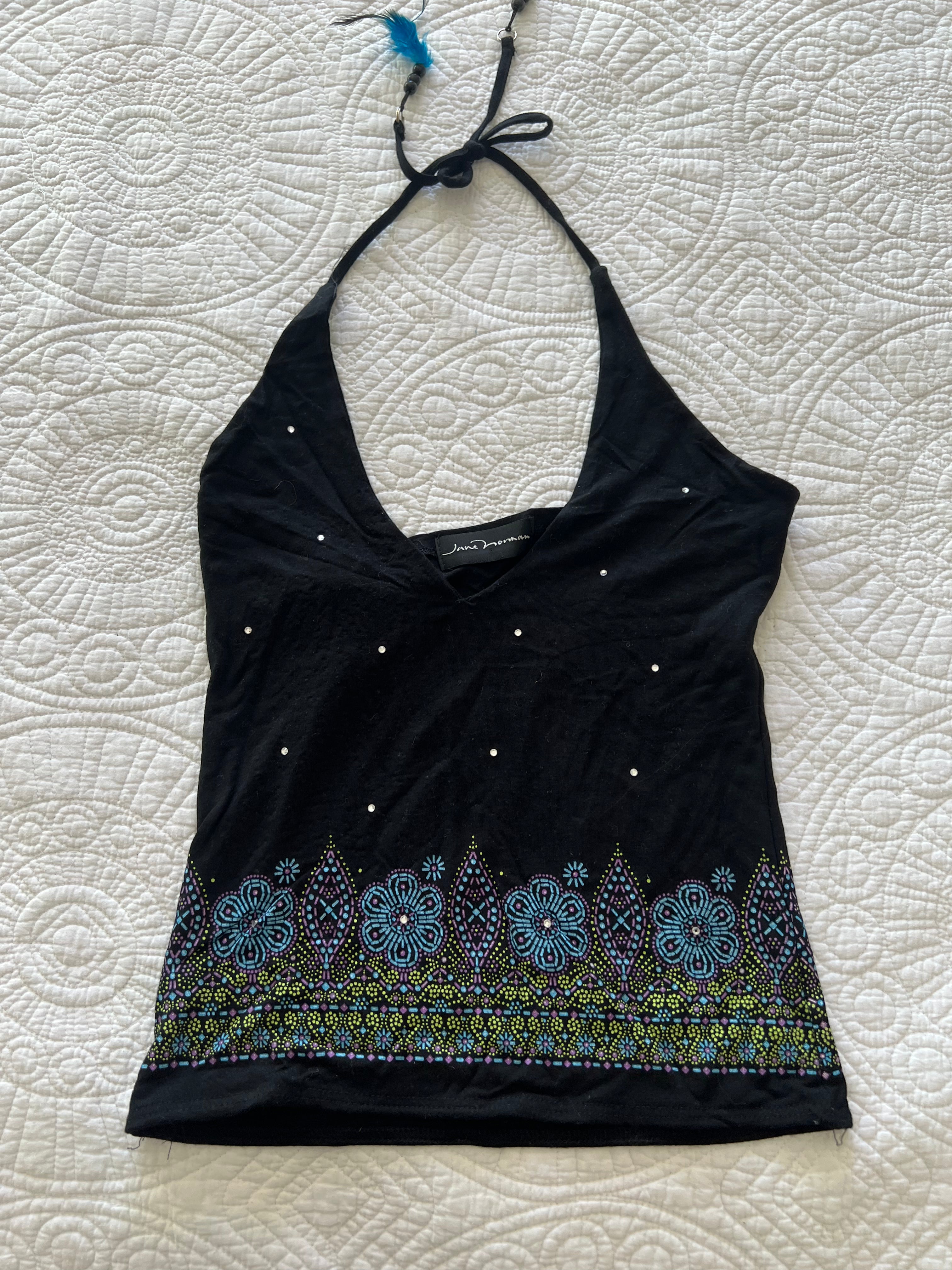 Black halter neck top