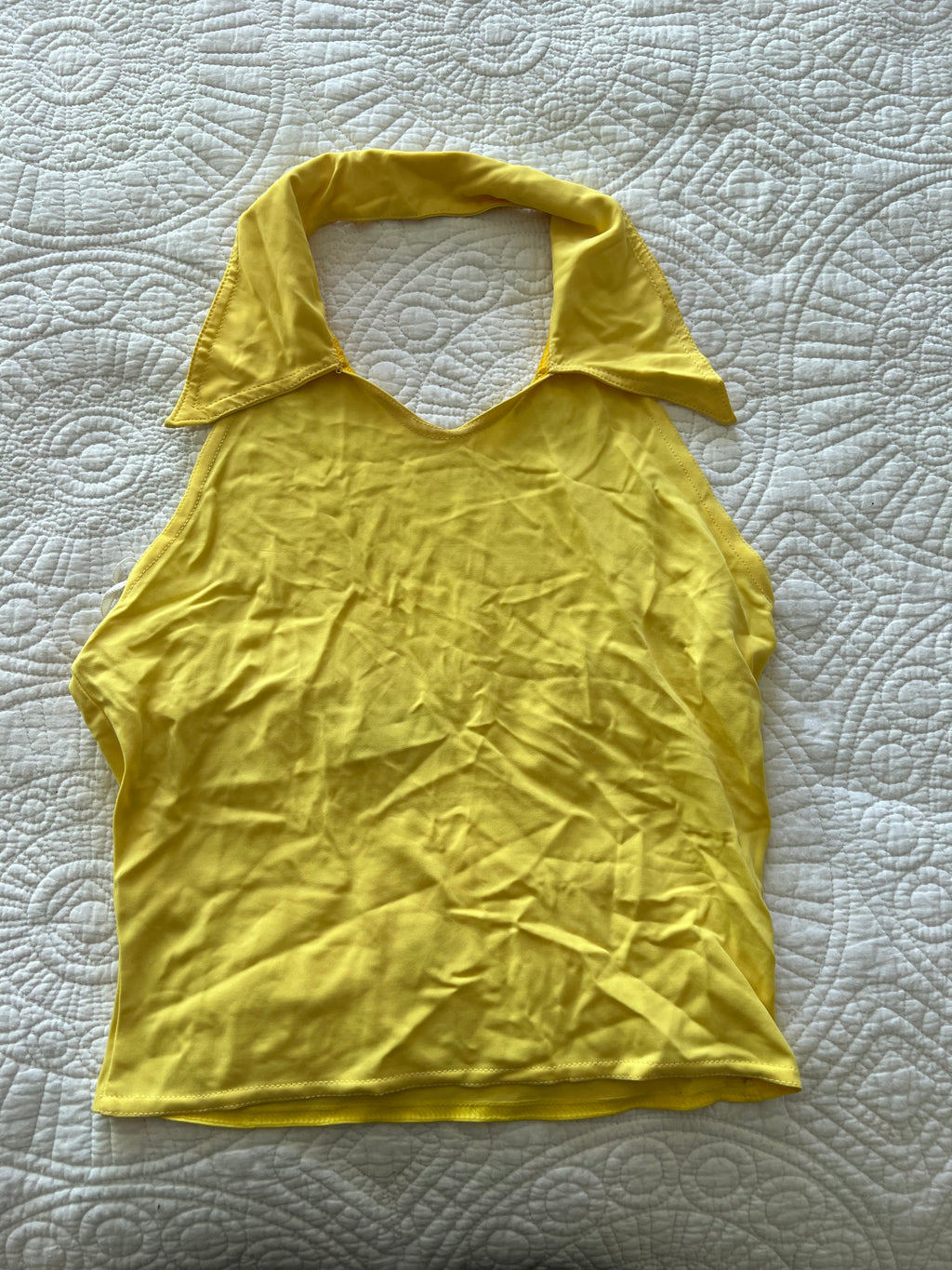 Yellow crop top with collar