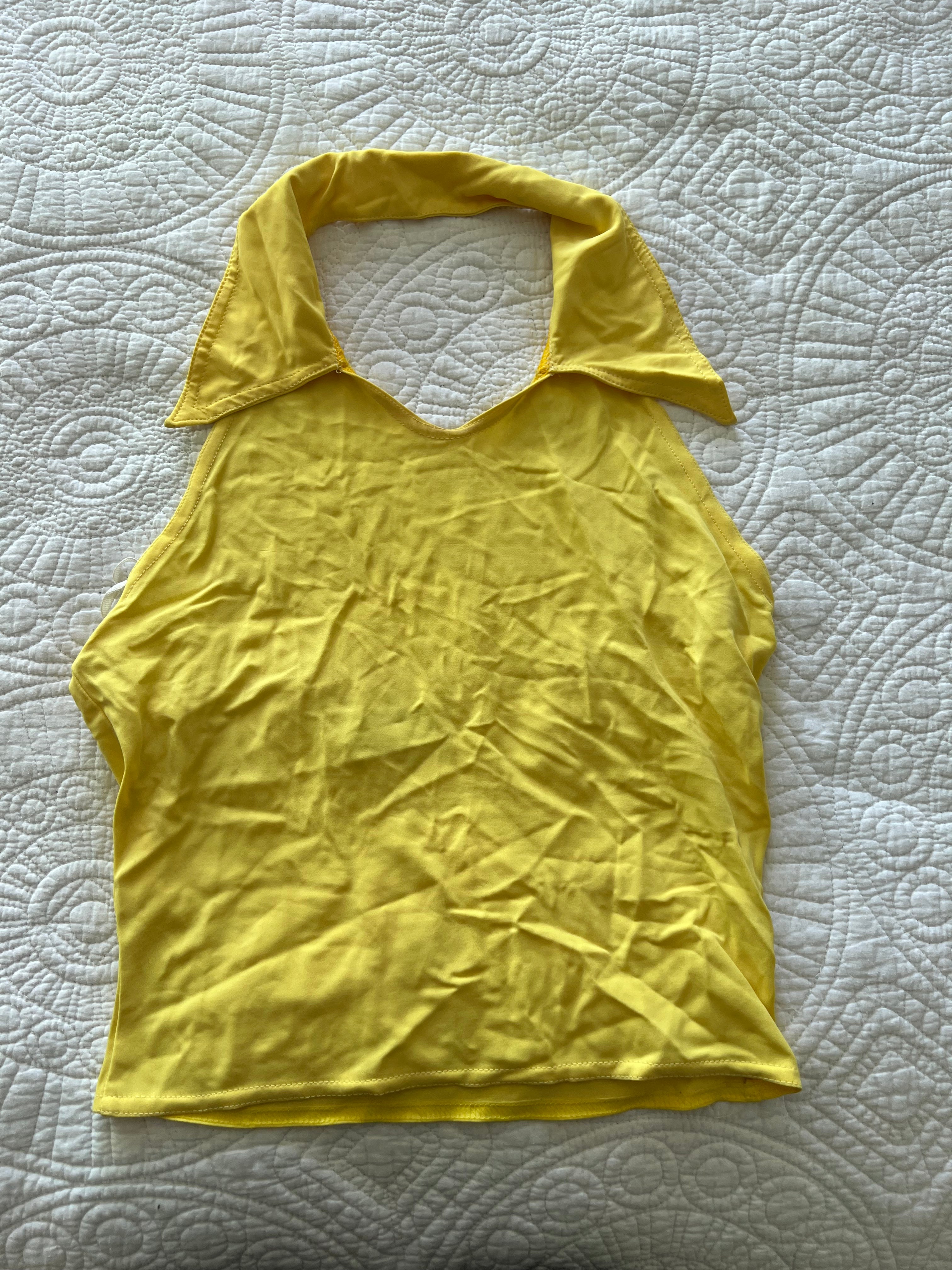 Yellow crop top with collar