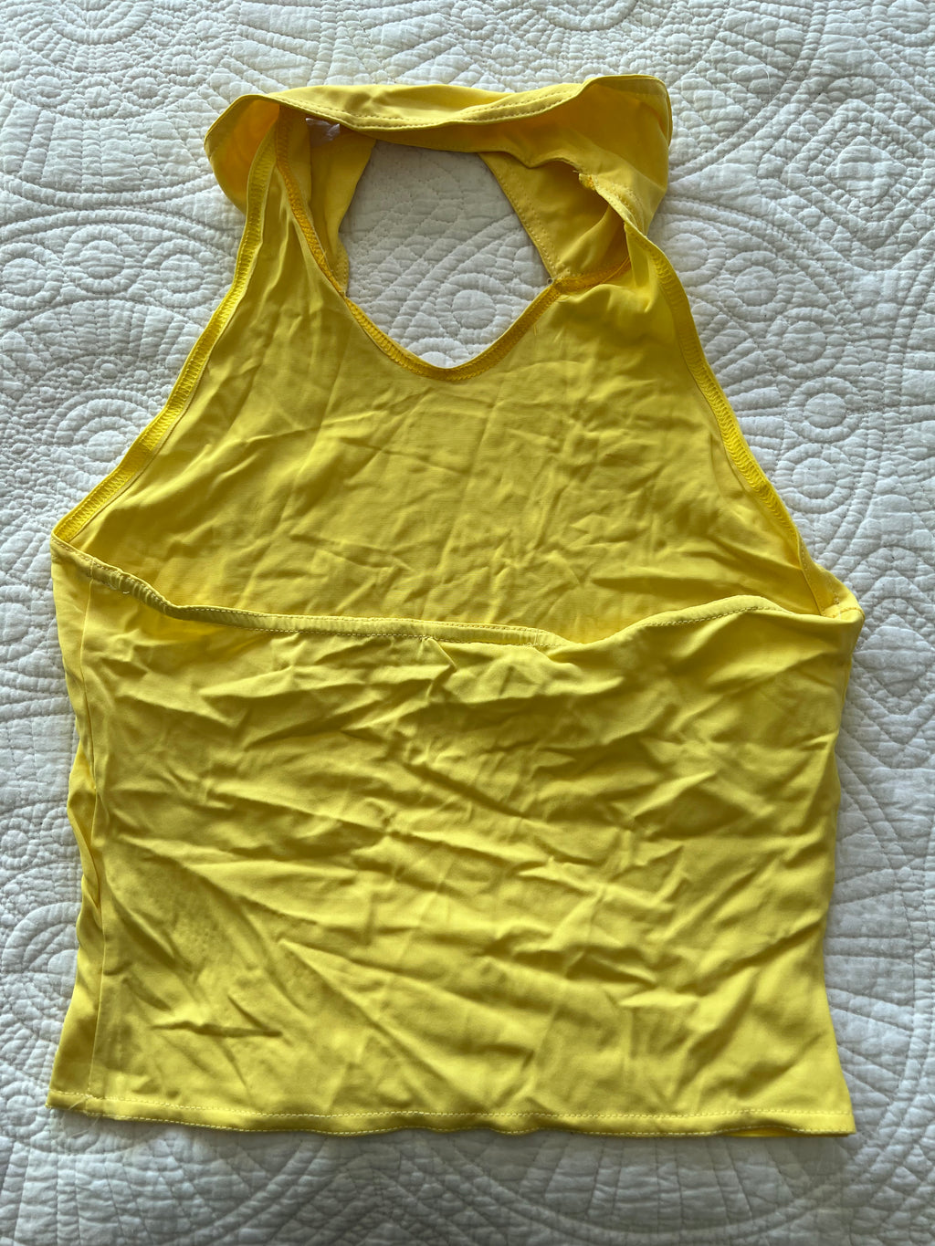 Yellow crop top with collar