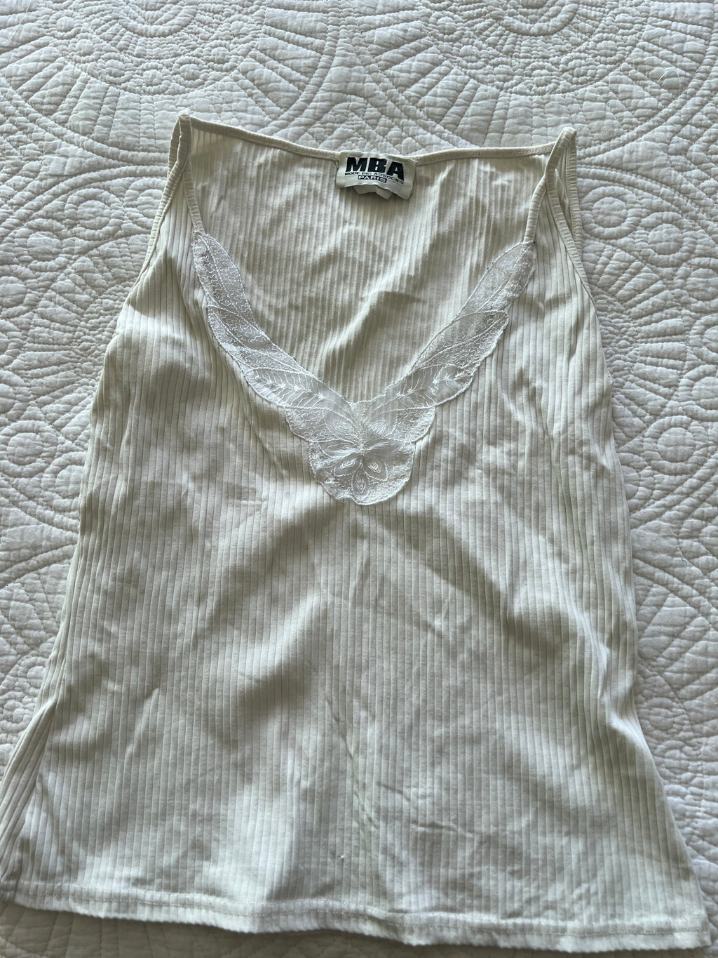 White ribbed top