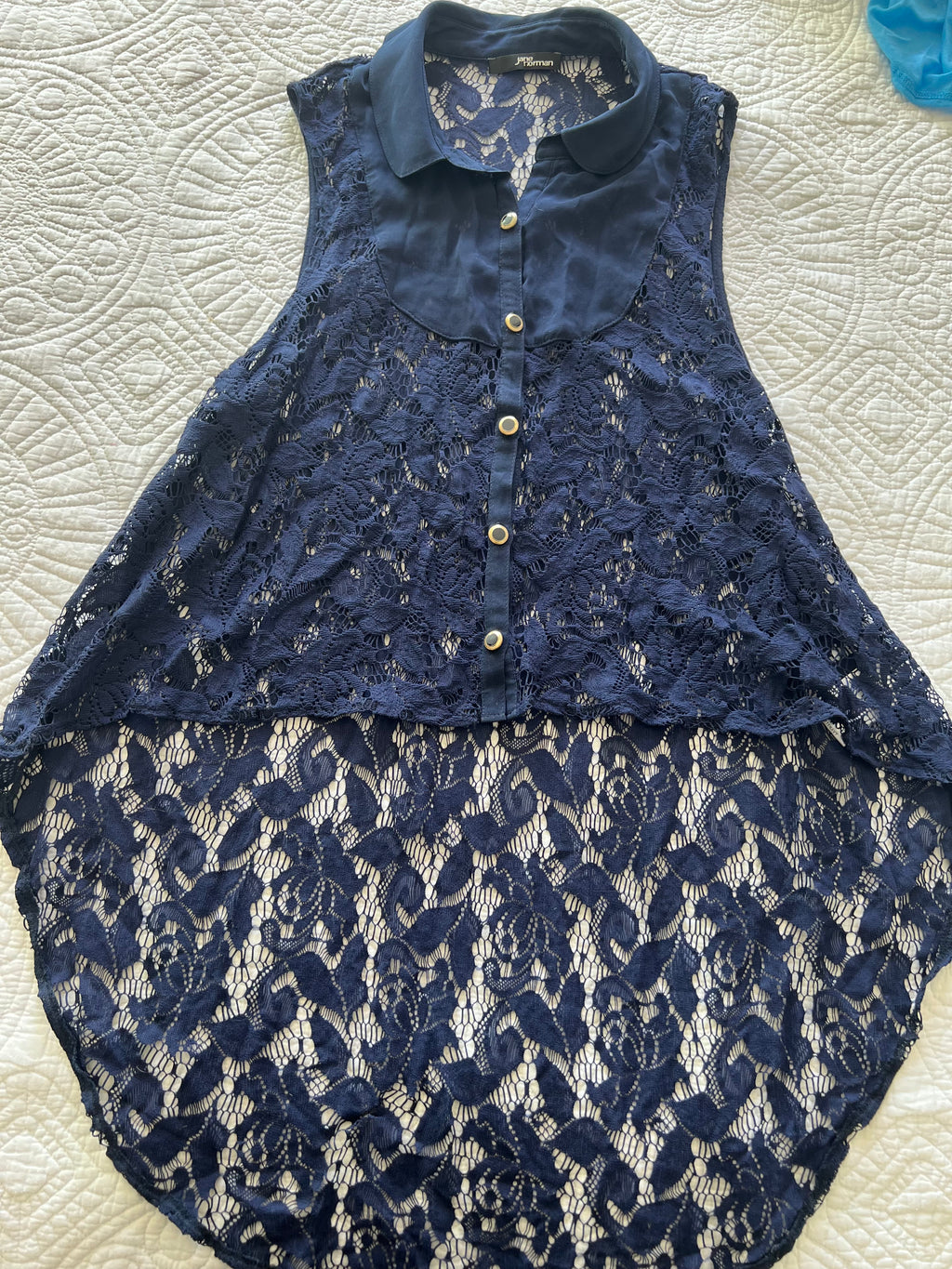 Navy lace top