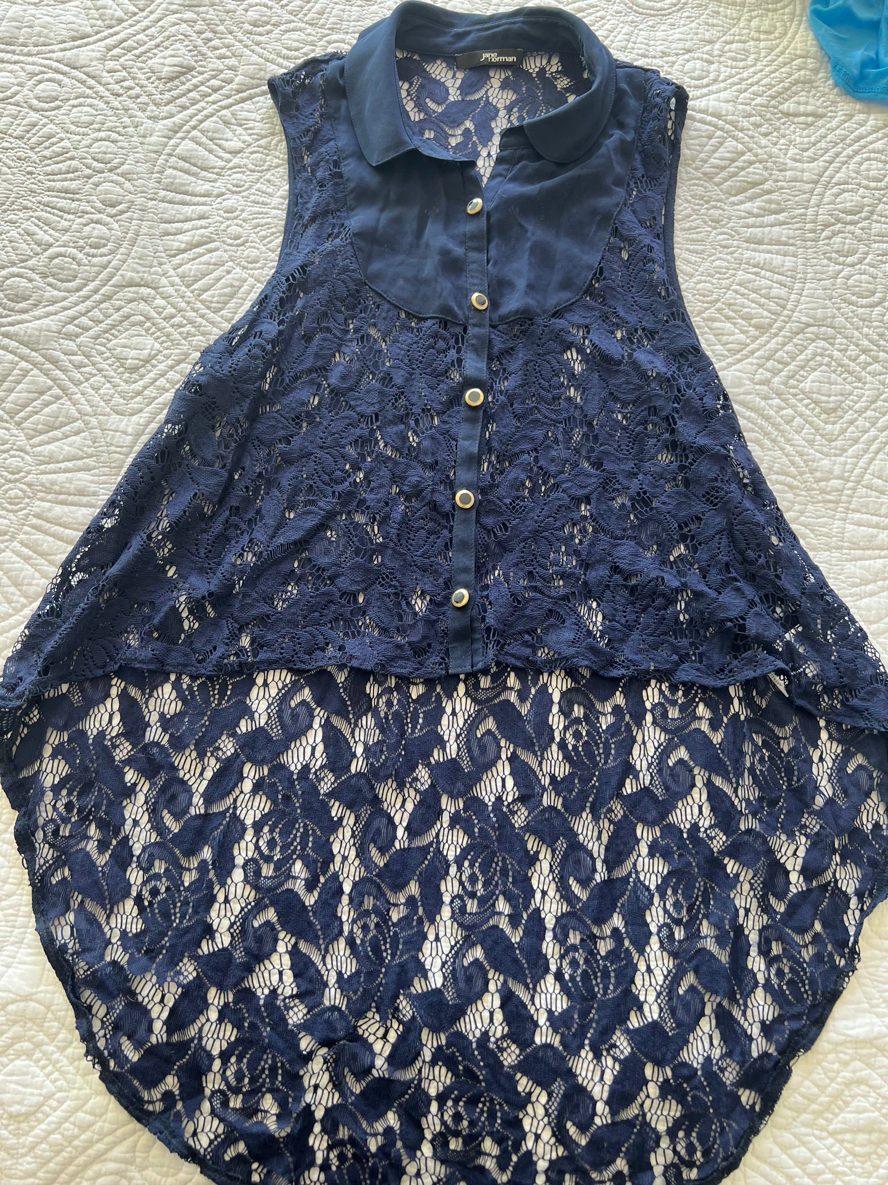Navy lace top