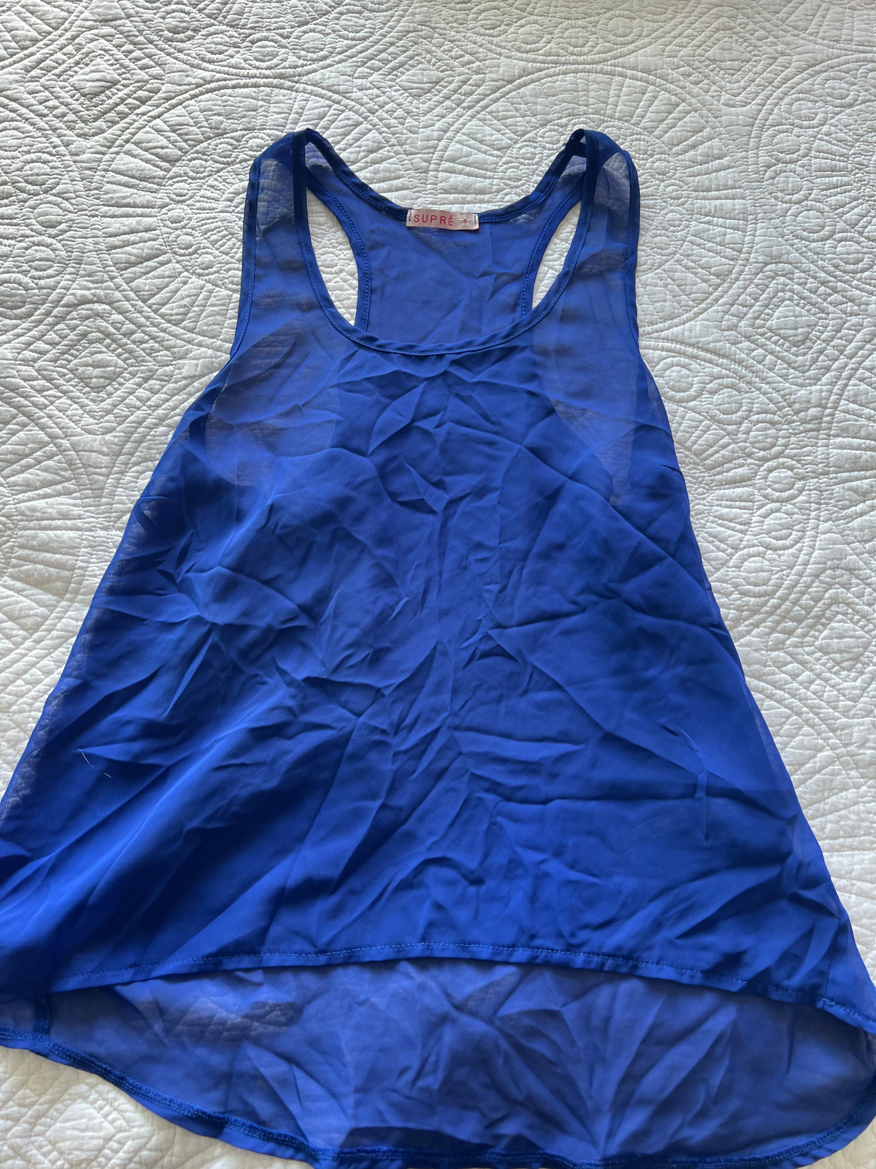 Blue flowy top