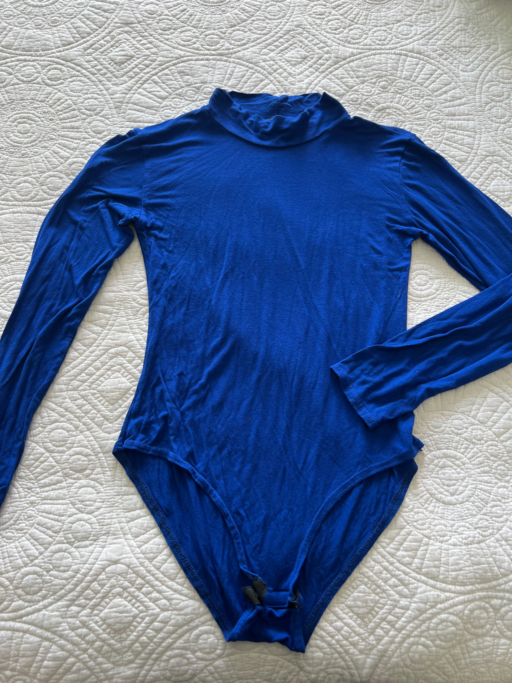 Blue turtle neck bodysuit