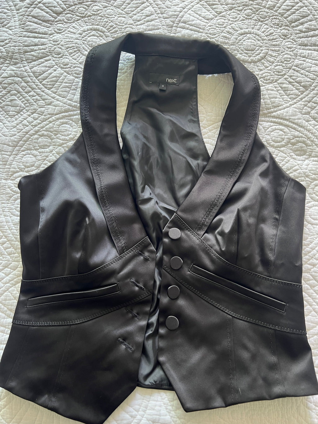 Black satin waist coat