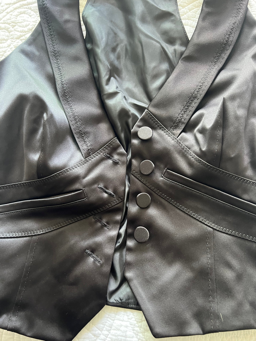 Black satin waist coat