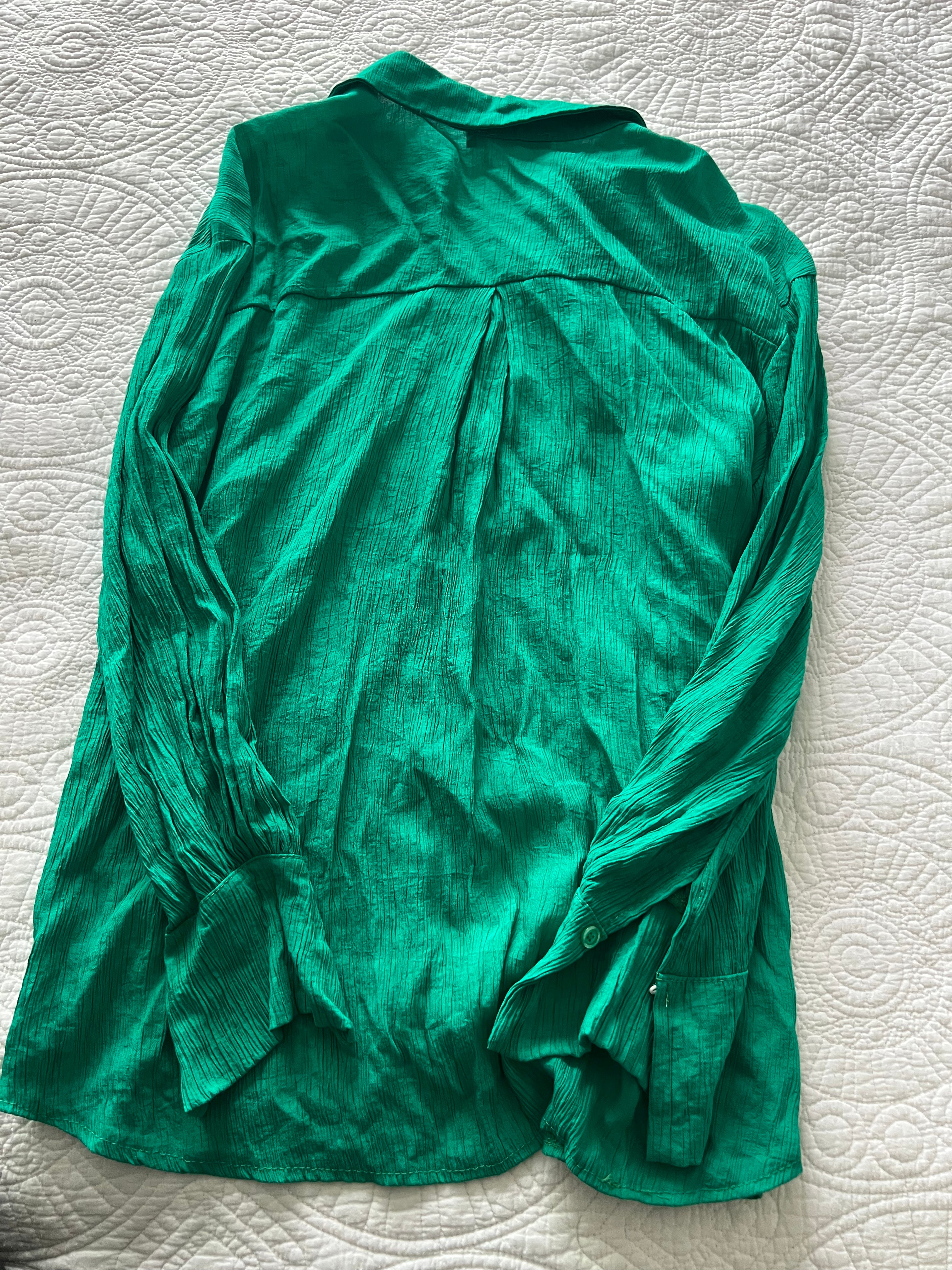 Green button up shirt
