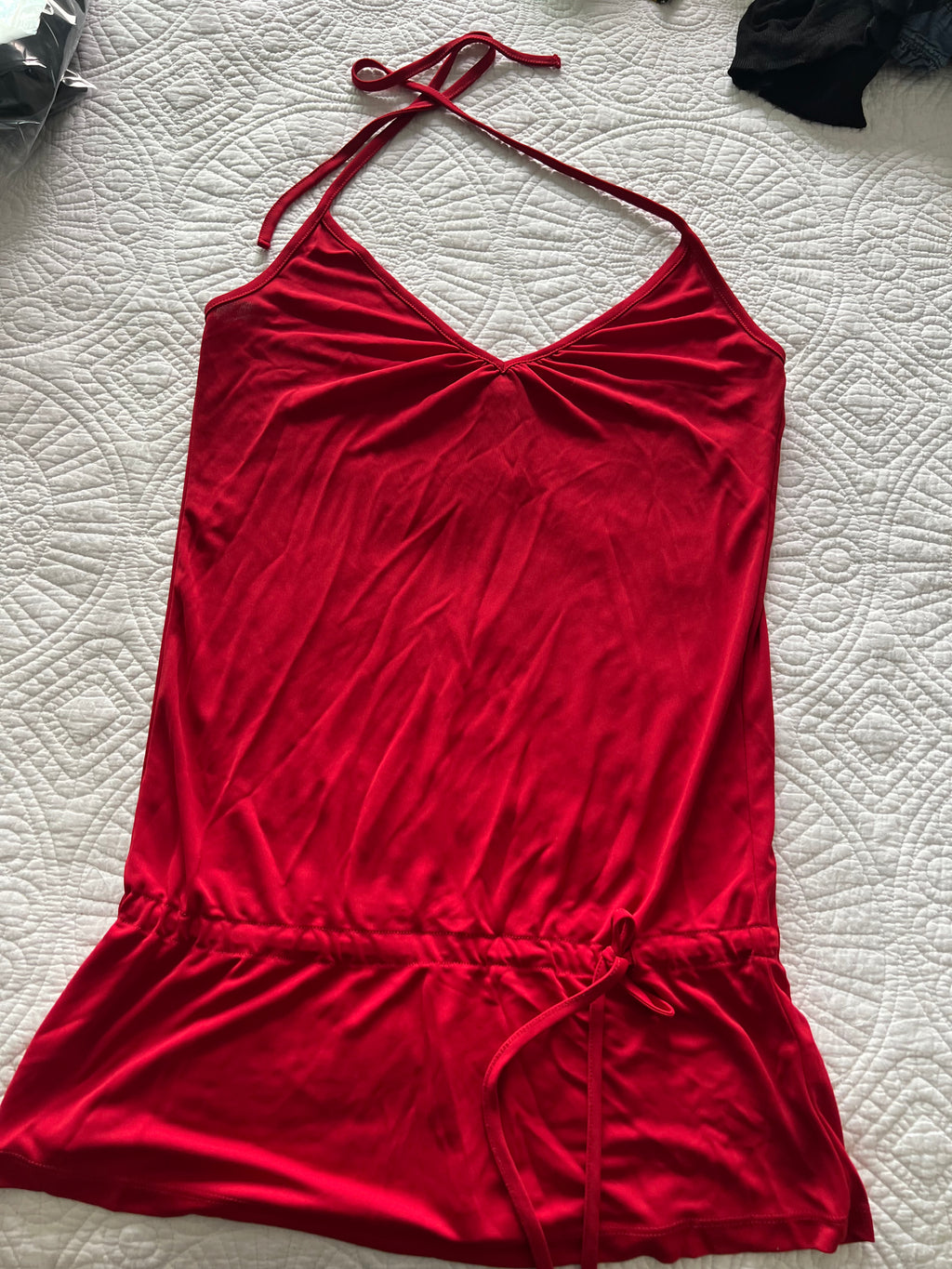 Red halter neck top