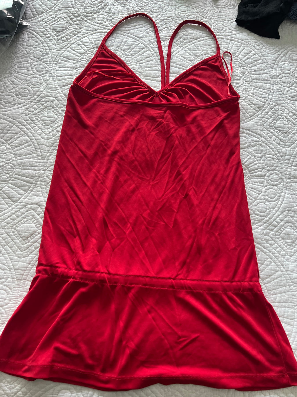Red halter neck top