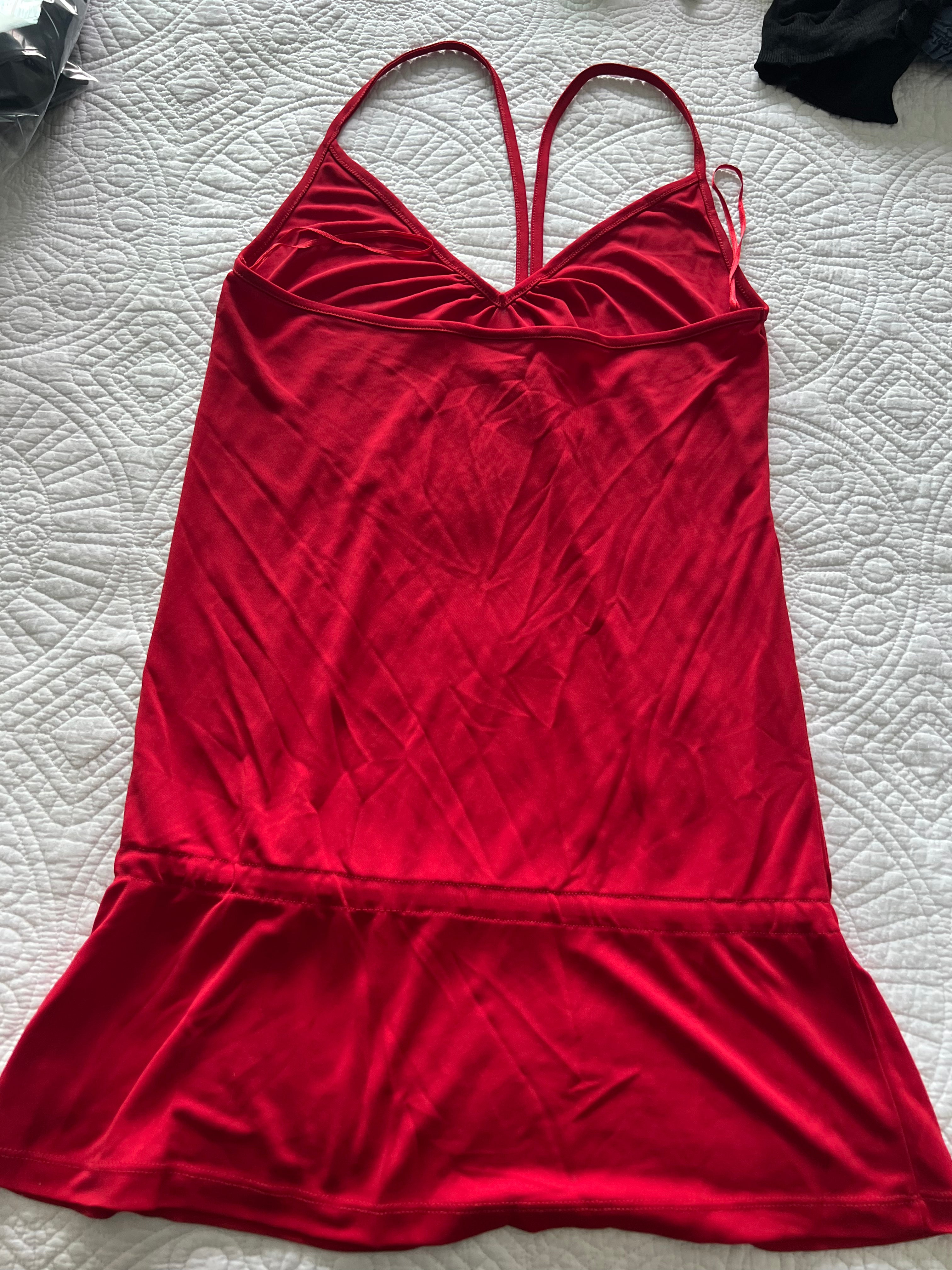 Red halter neck top