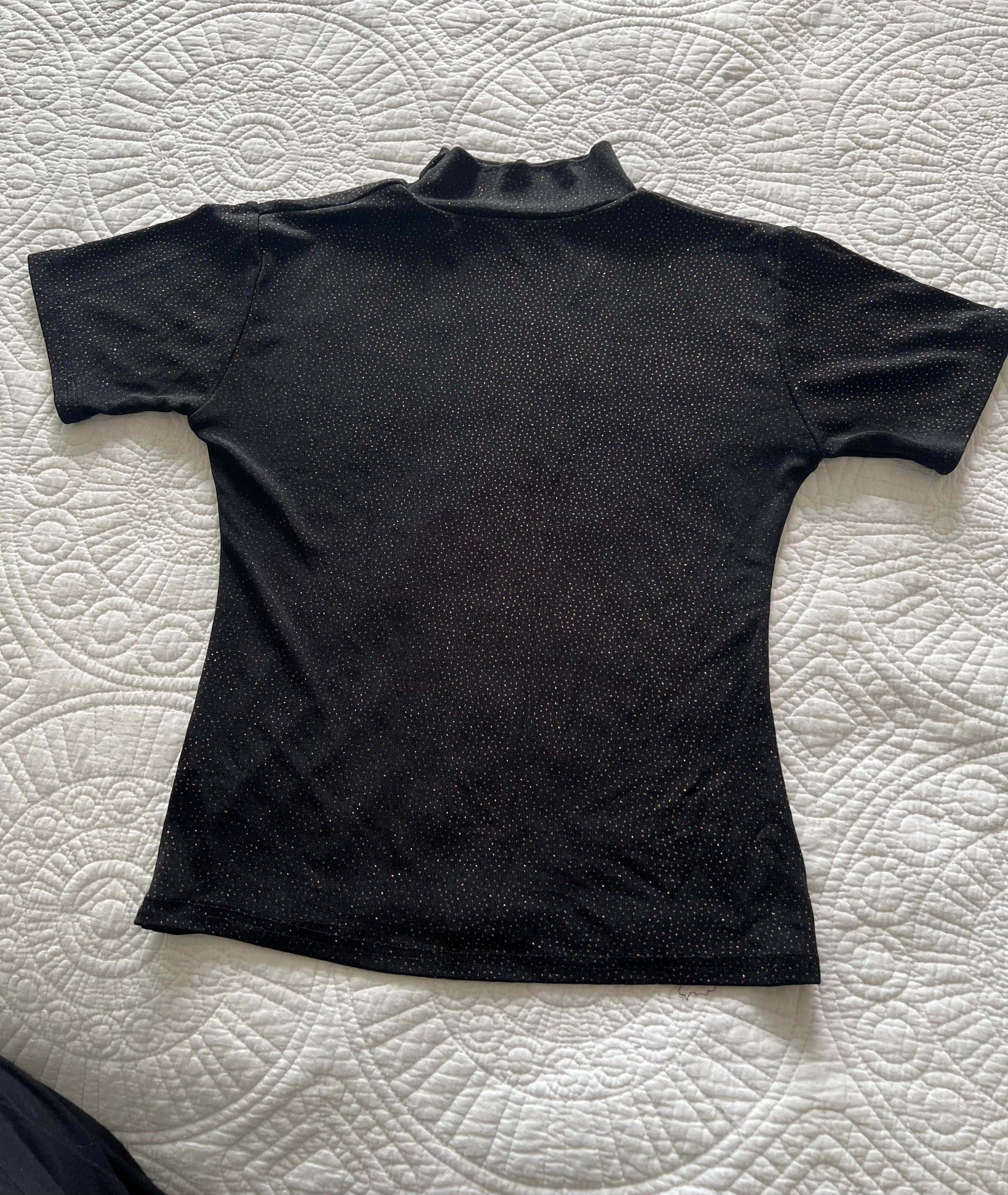 Black short sleeve turtle neck