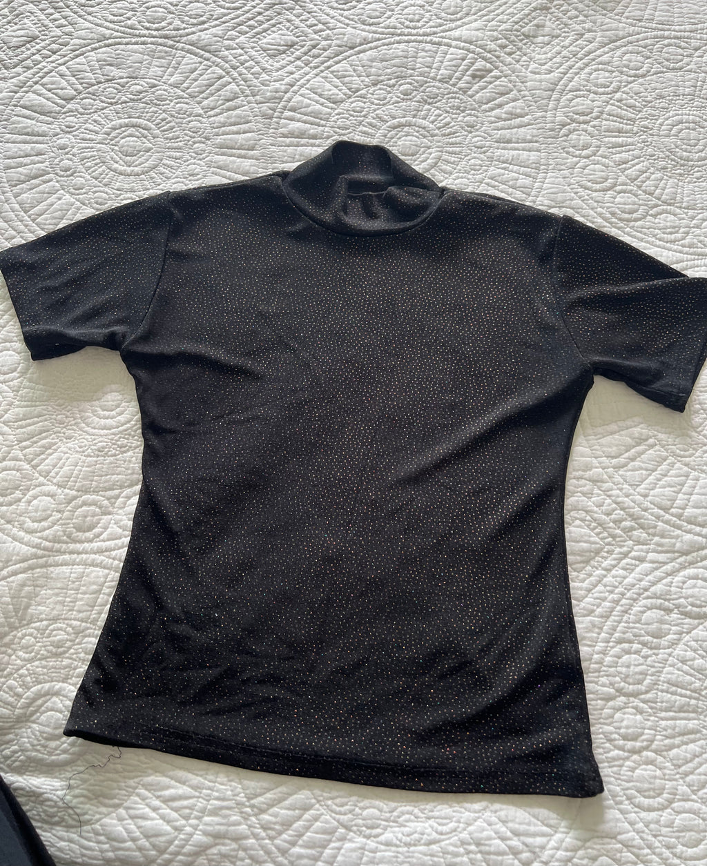 Black short sleeve turtle neck