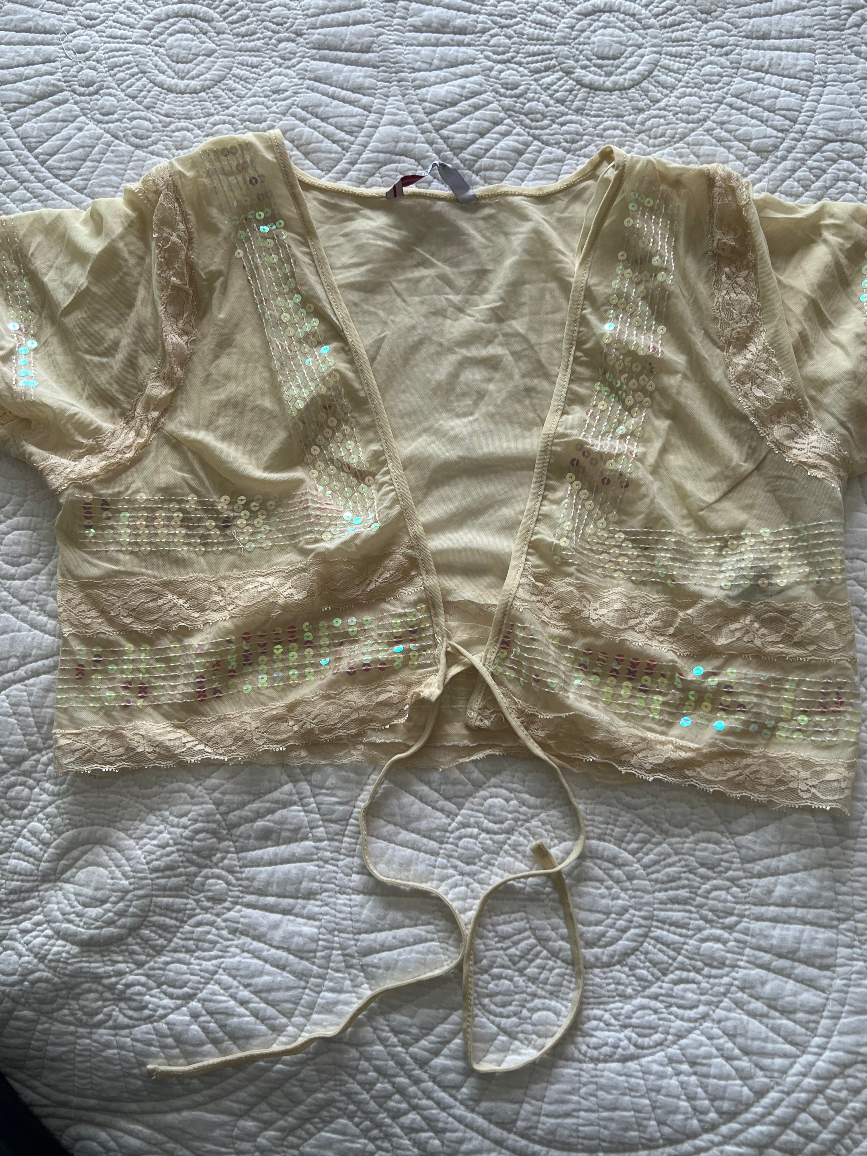 Tie up cropped yellow top