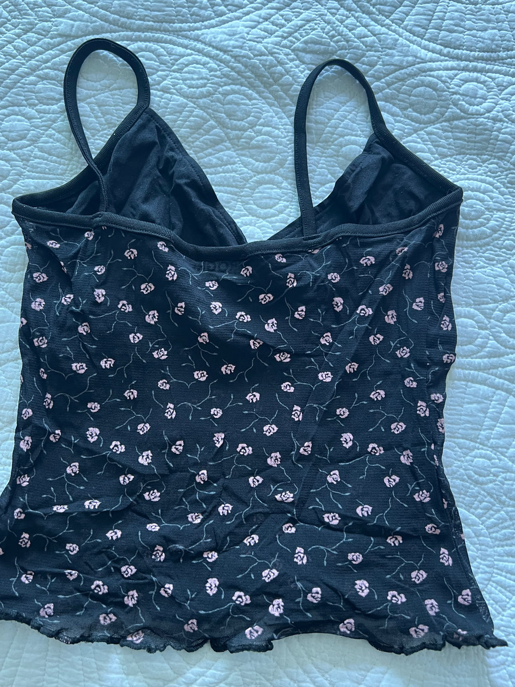 Black flower print top