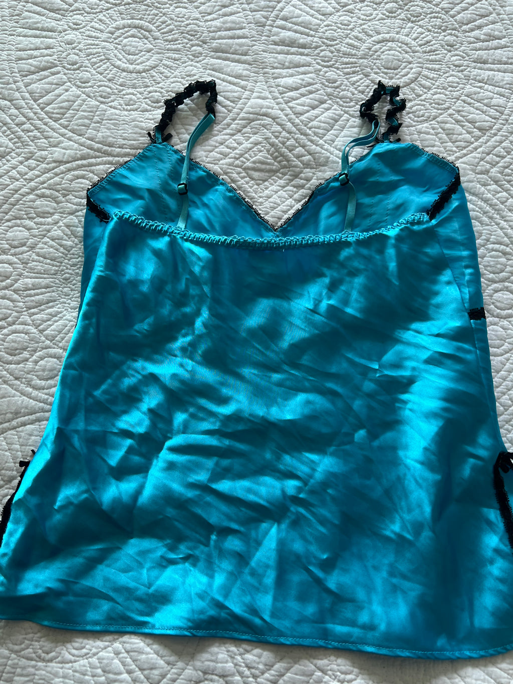 Blue satin strappy top