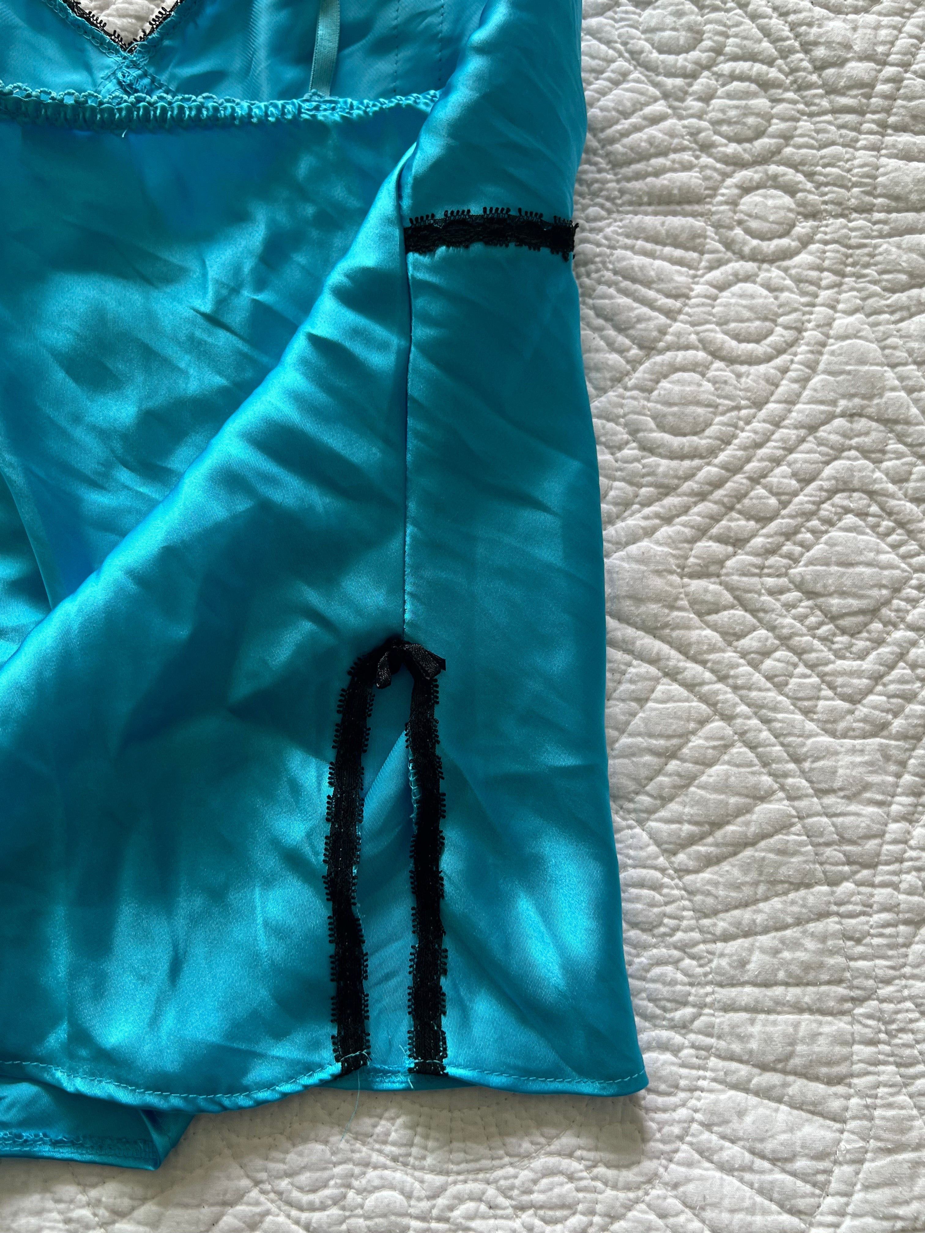 Blue satin strappy top