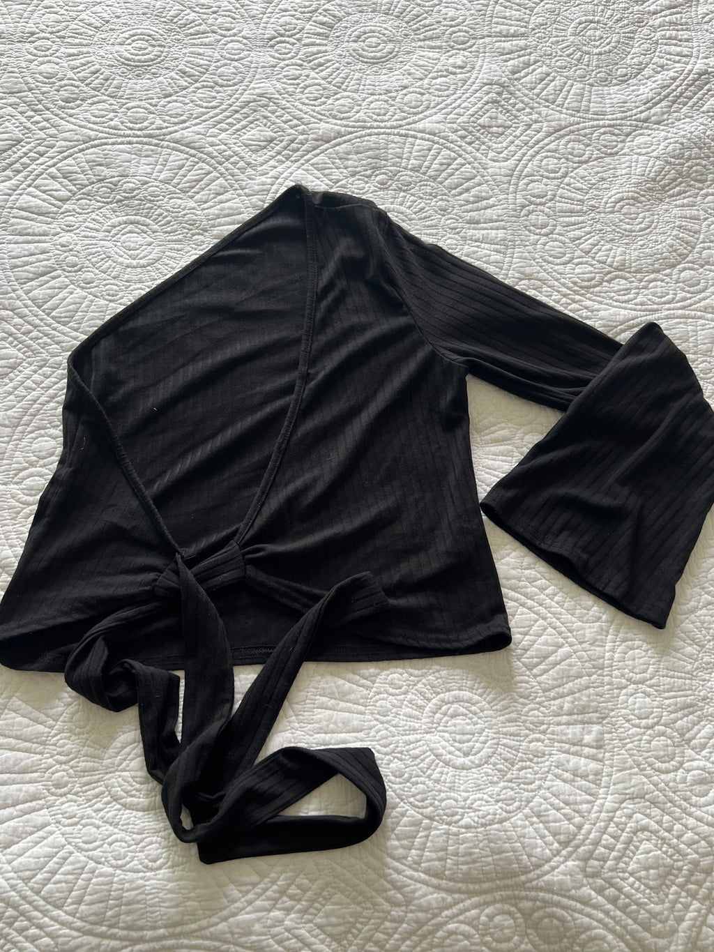 Black tie up, asymmetrical top