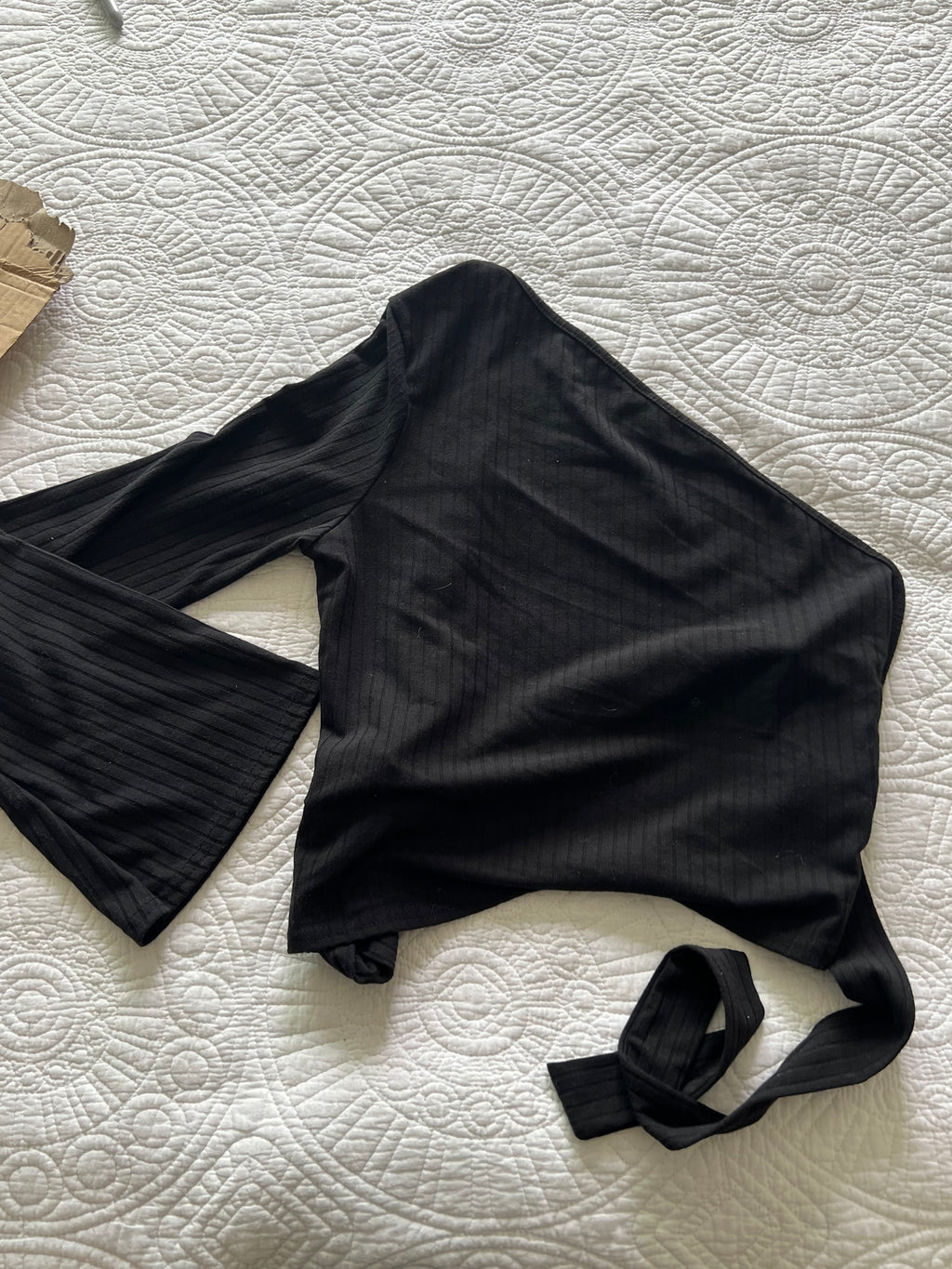 Black tie up, asymmetrical top