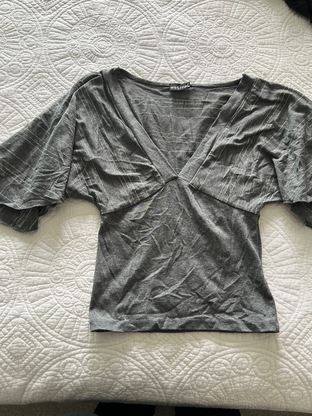 Grey v neck top