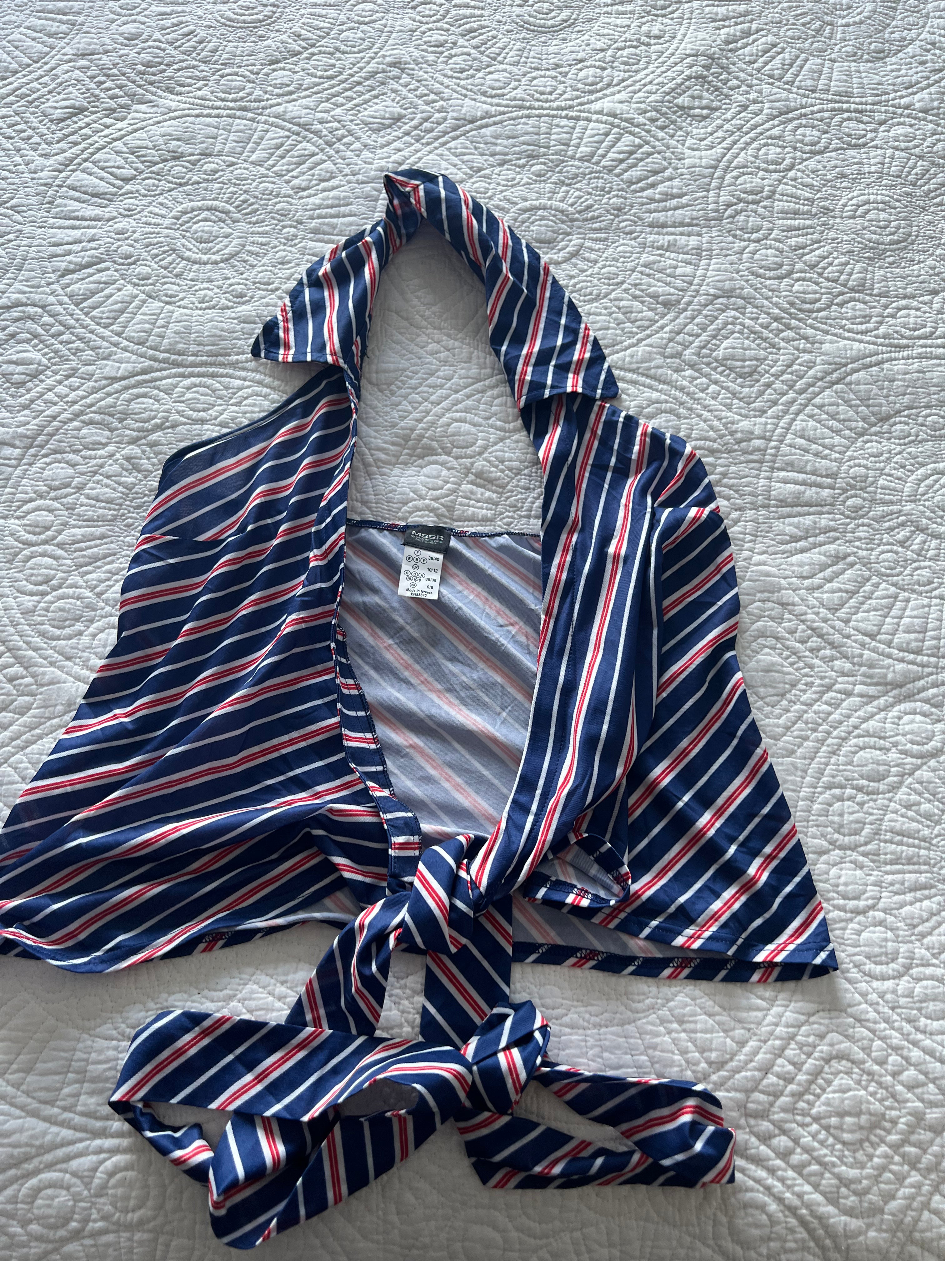 Stripy tie up crop top