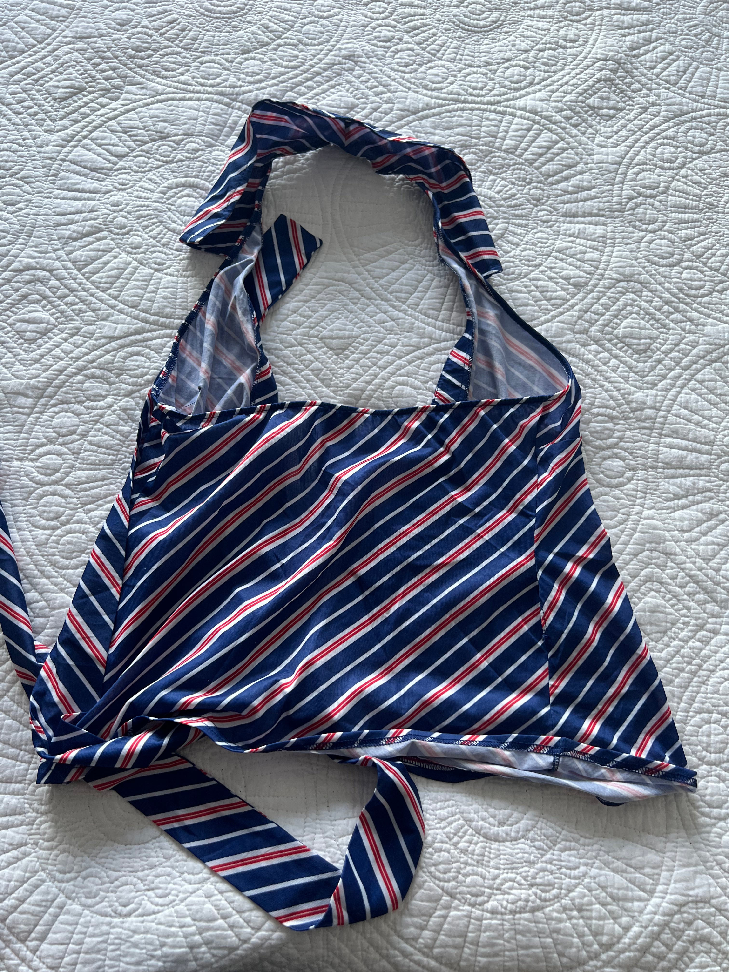 Stripy tie up crop top