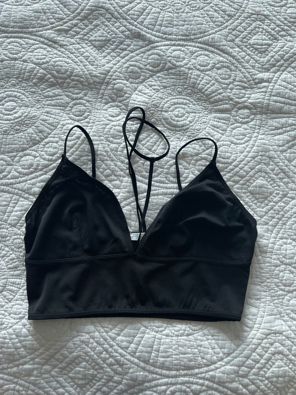 Black strappy crop top