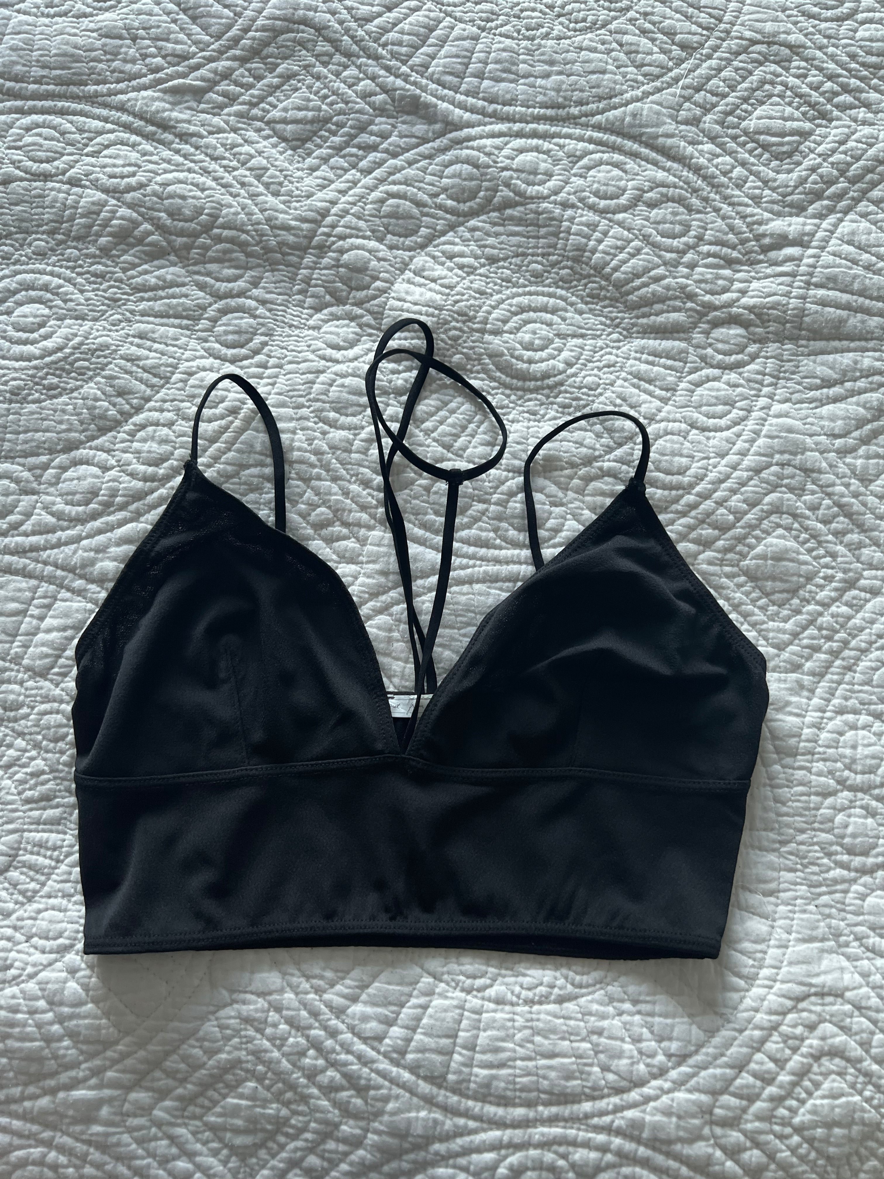 Black strappy crop top