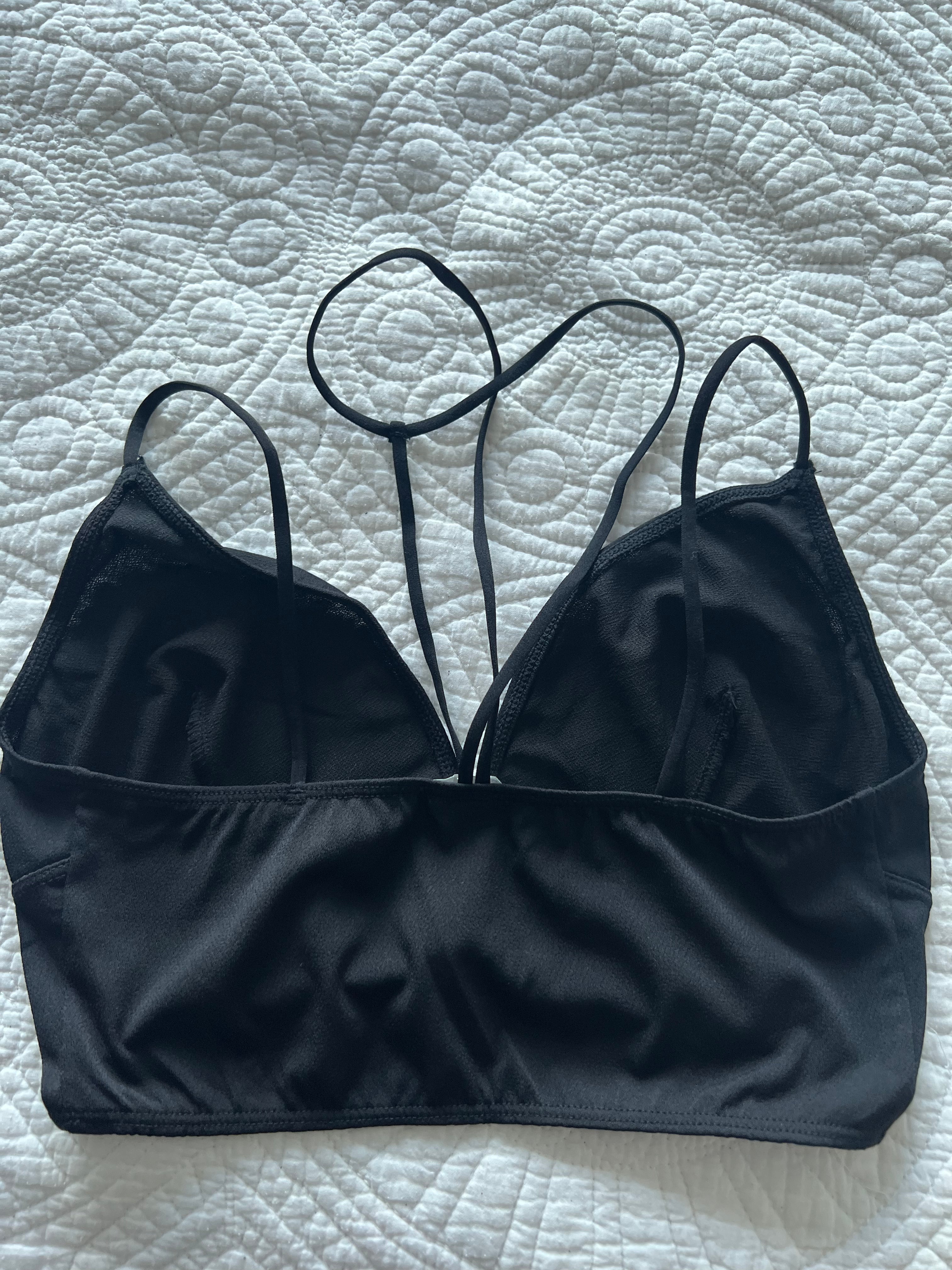 Black strappy crop top