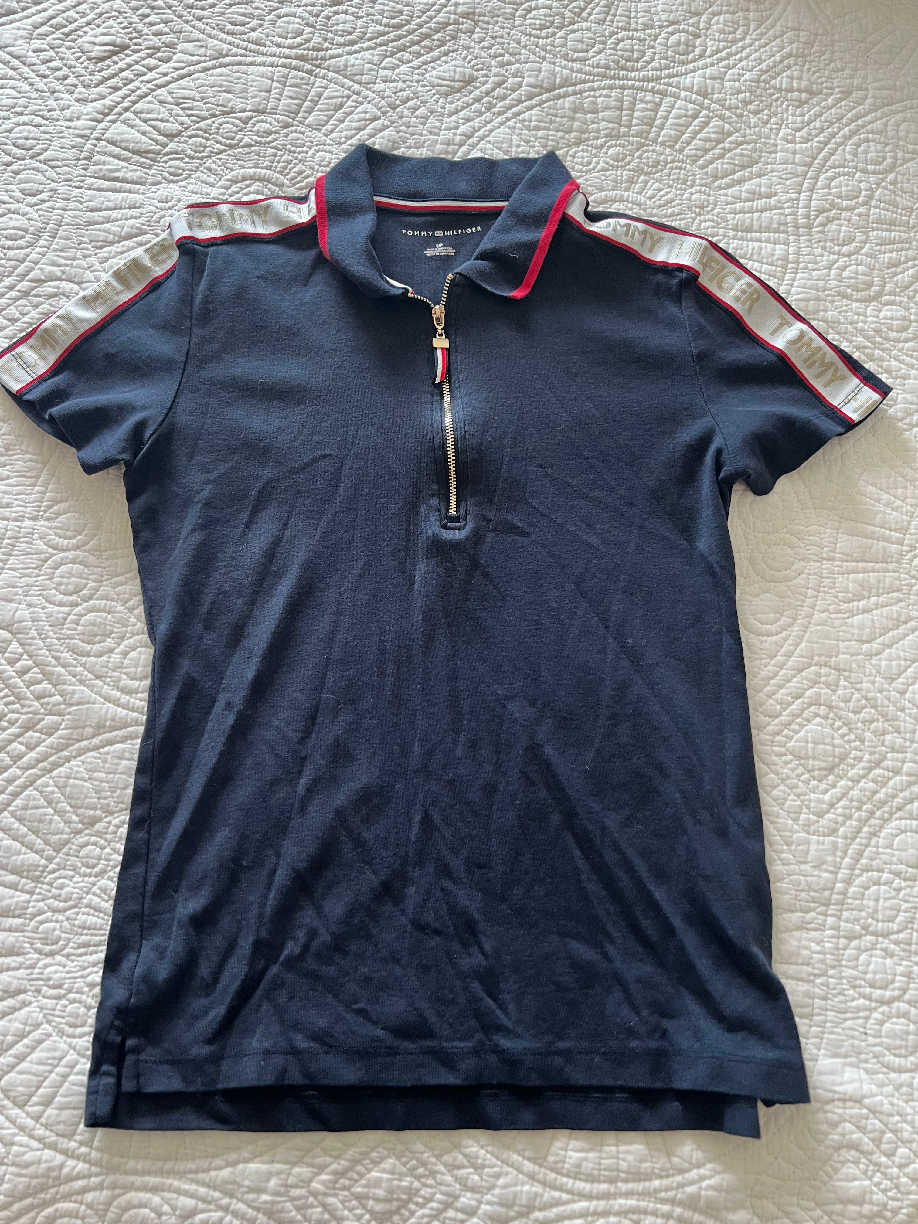 Tommy Hilfiger navy t-shirt, zip up colar