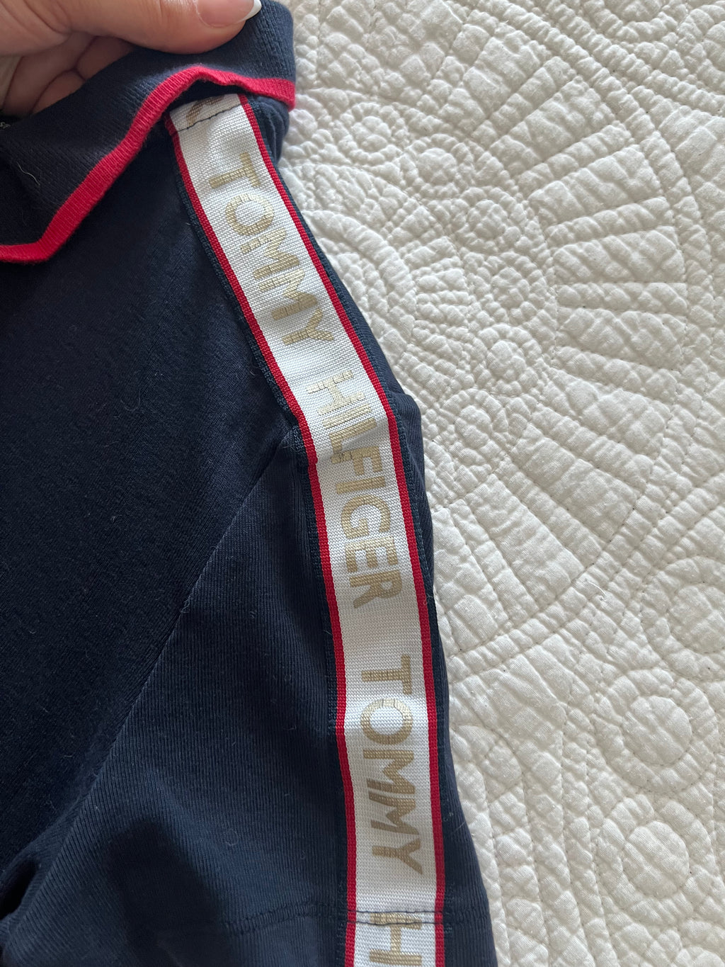 Tommy Hilfiger navy t-shirt, zip up colar